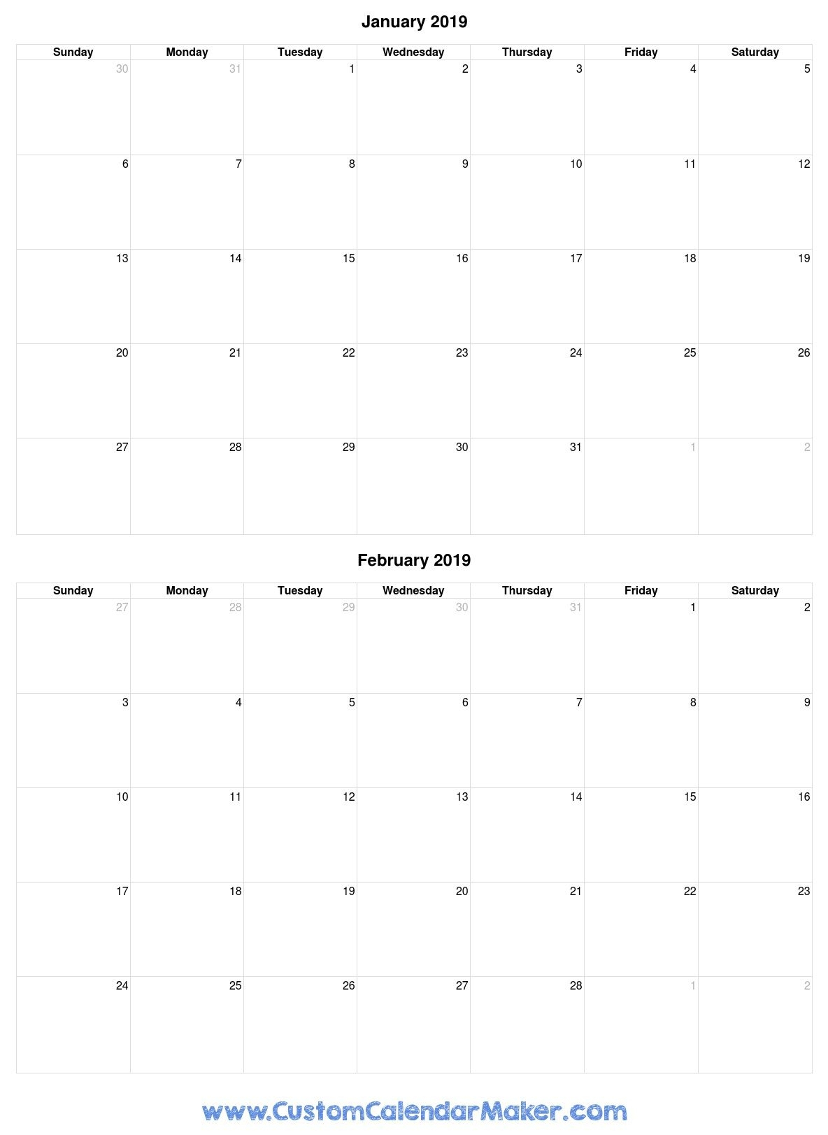 2 Month Calander Print | Example Calendar Printable