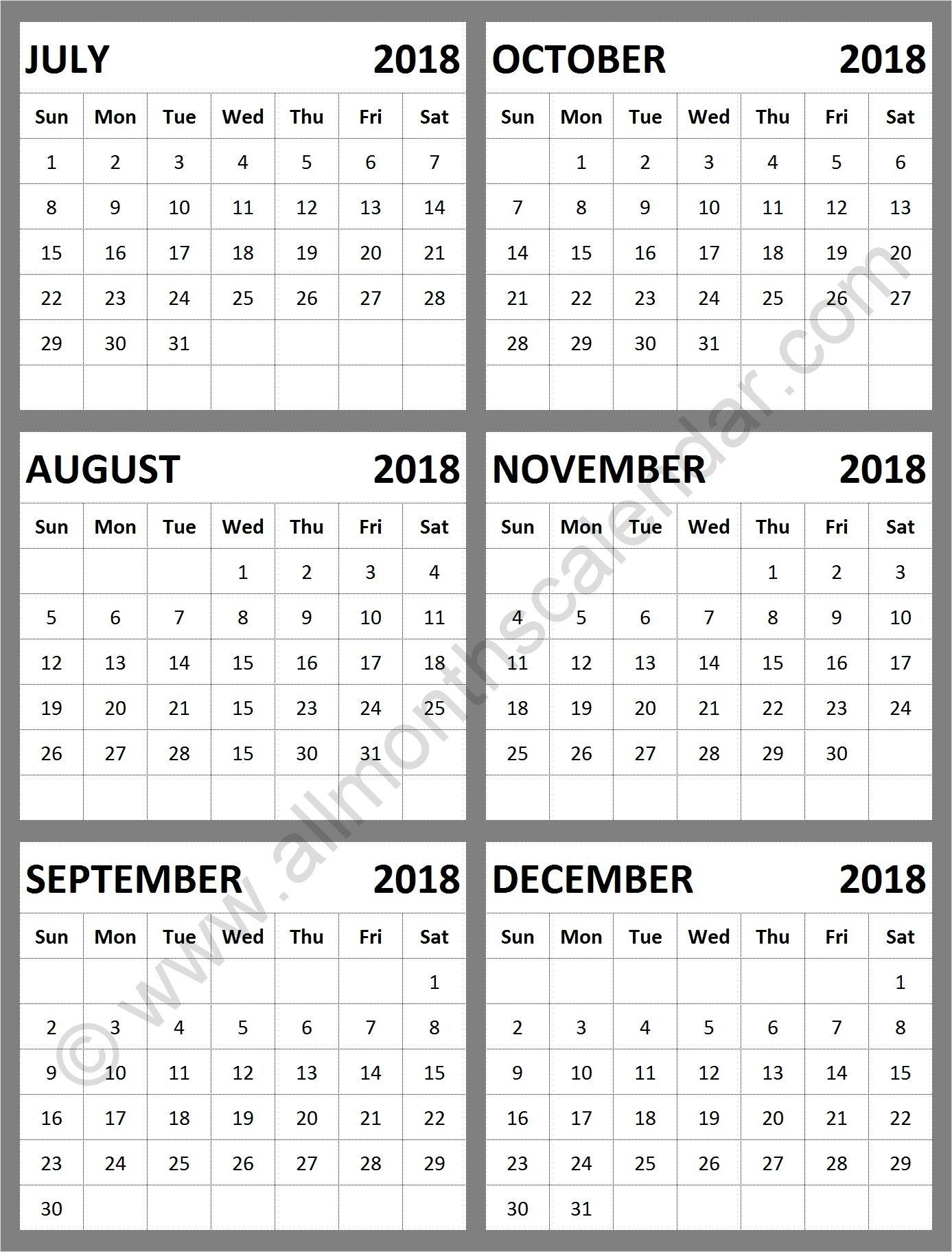 August Through December 2019 Calendar | Calendar Format Example