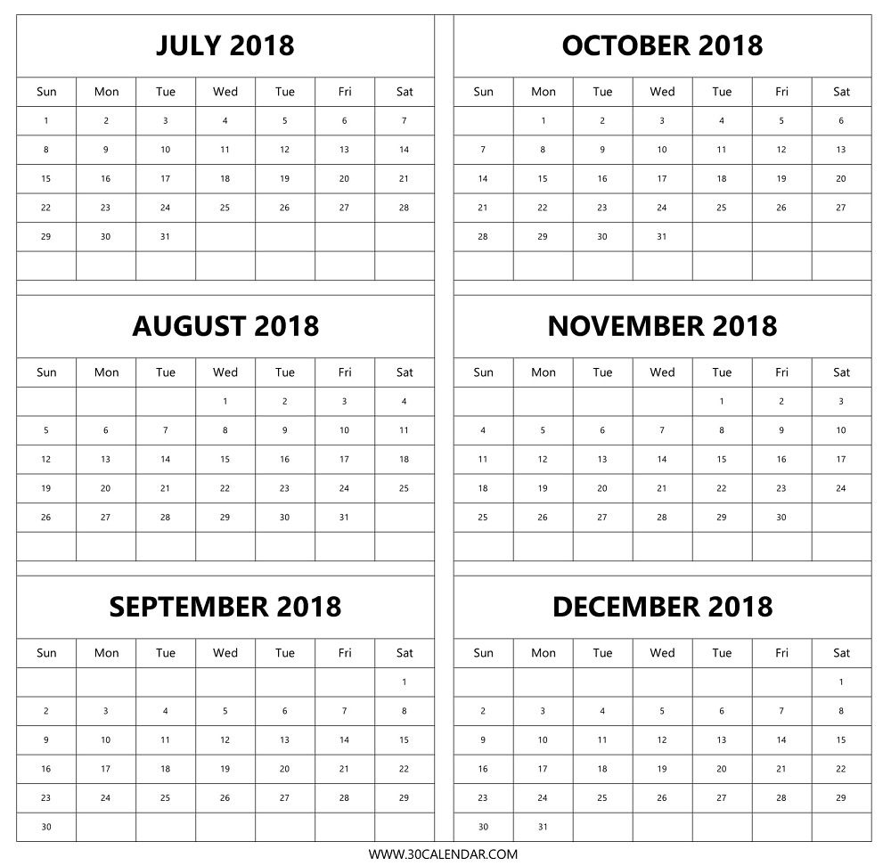 August Thru December 2018 Calendar Picture | Calendar Format