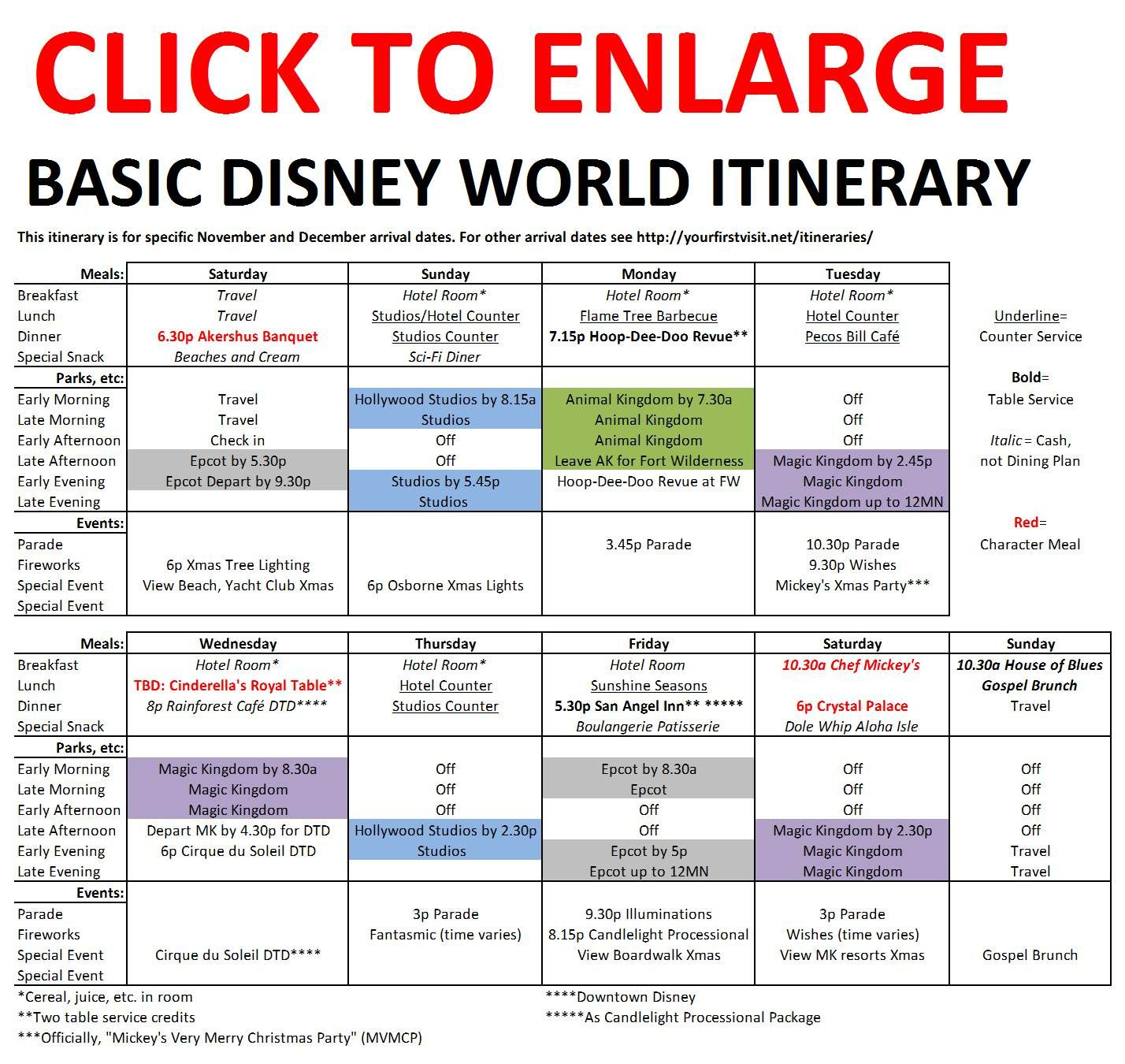 Basic 2019 December Disney World Itinerary | All Things
