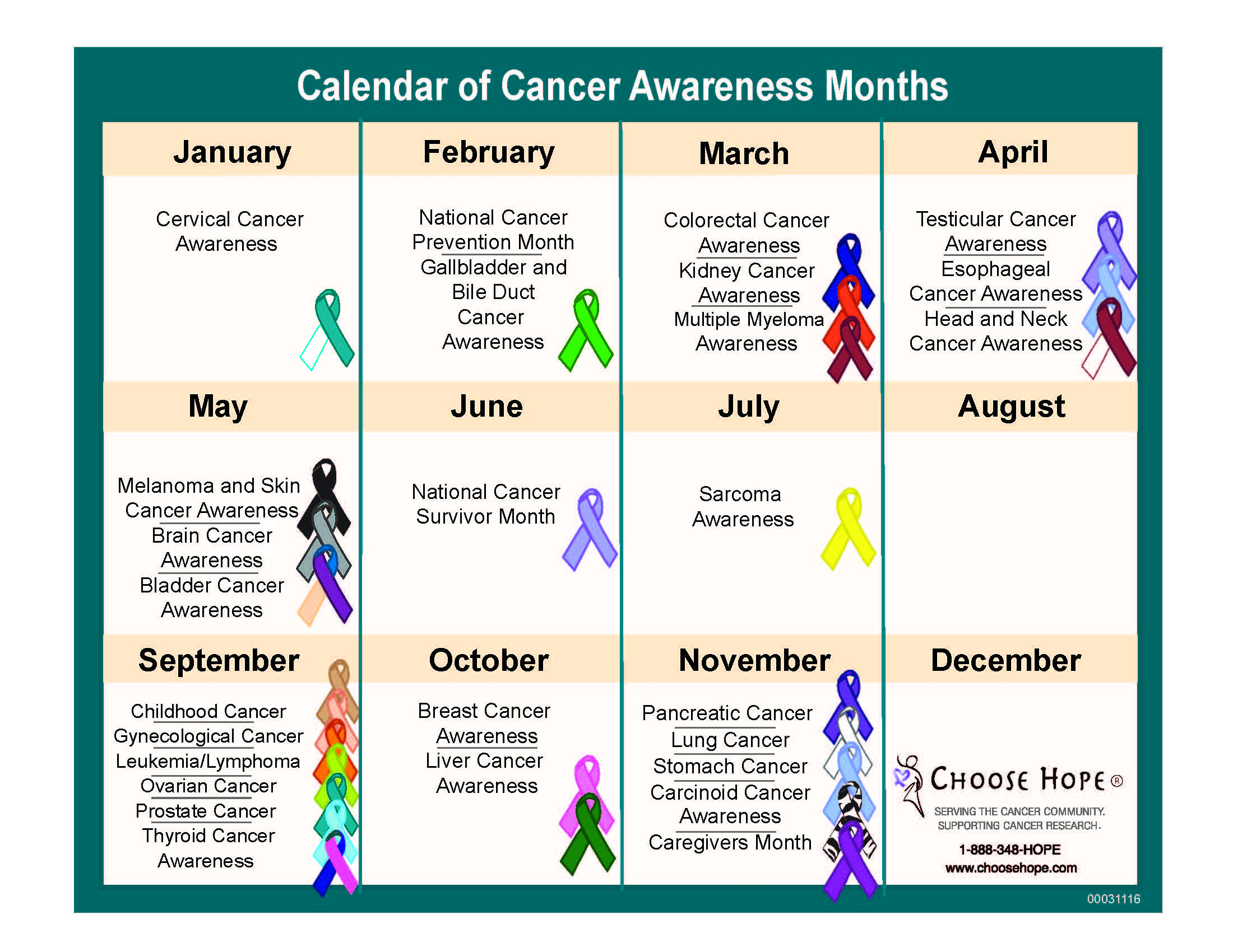 August Monthly Awareness Calendar Example Calendar Printable