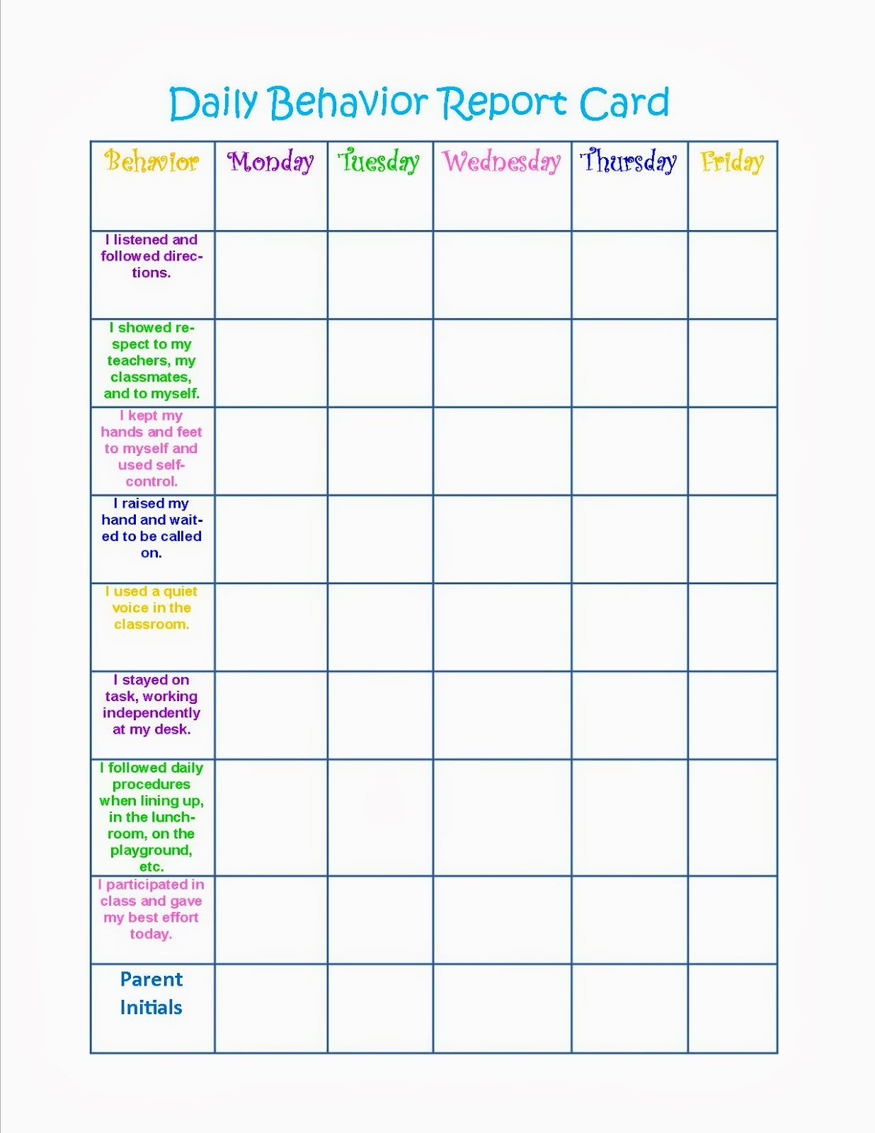 Behavior Charts Printable For Kids | Activity Shelter