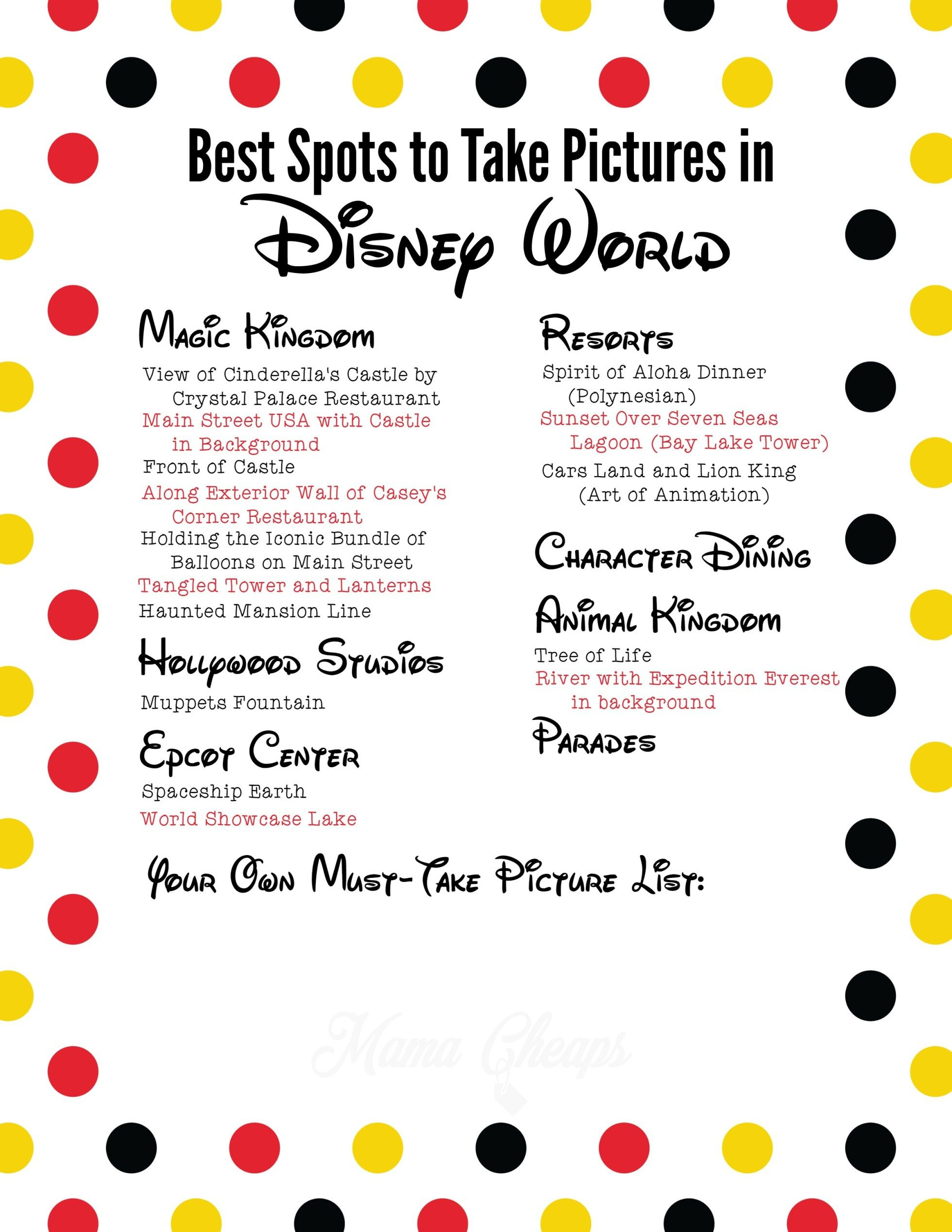 Best Spots To Take Pictures In Disney World + Free Printable