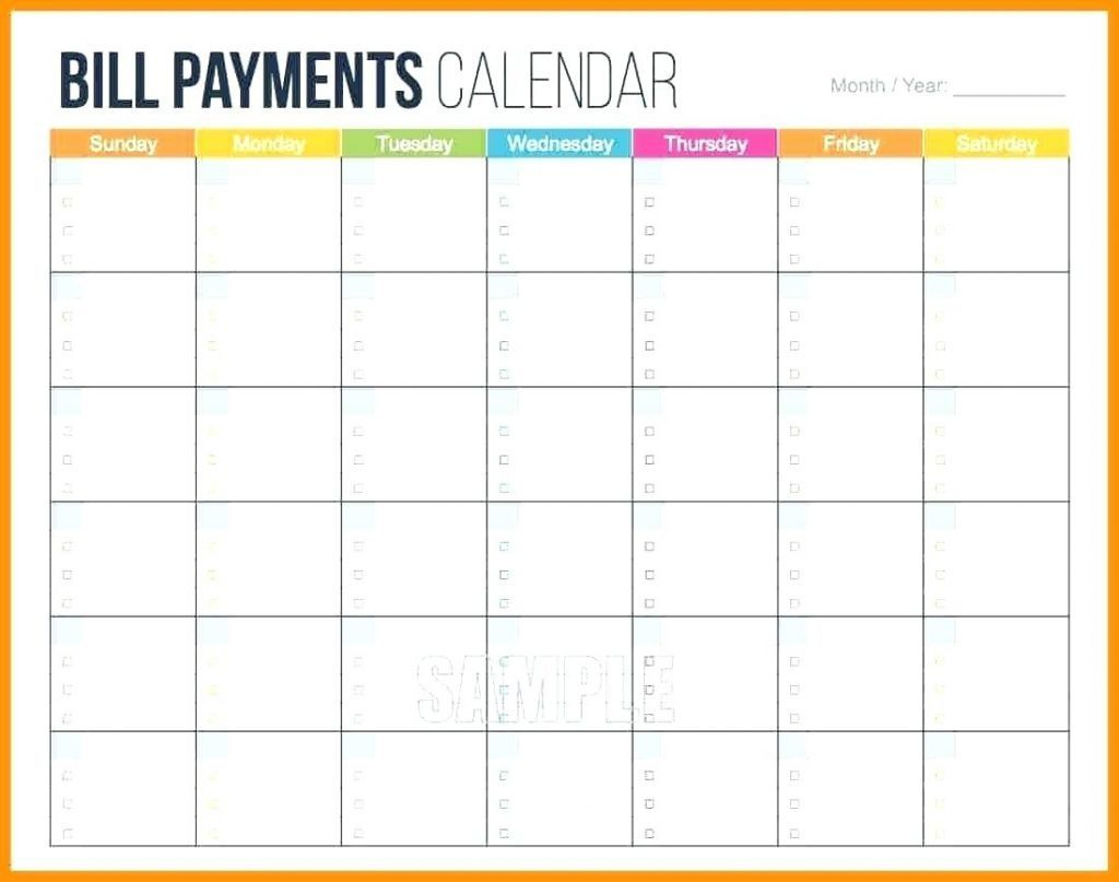 Bill Calendar Template Of Sale Printable Camisonline Net