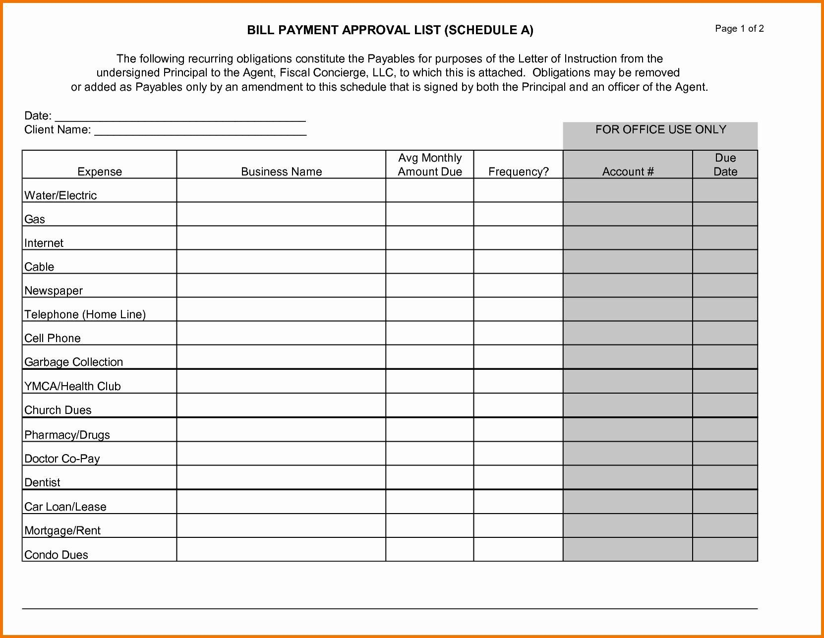 Bill Due Date Calendar Template Printed For Free Of Cost