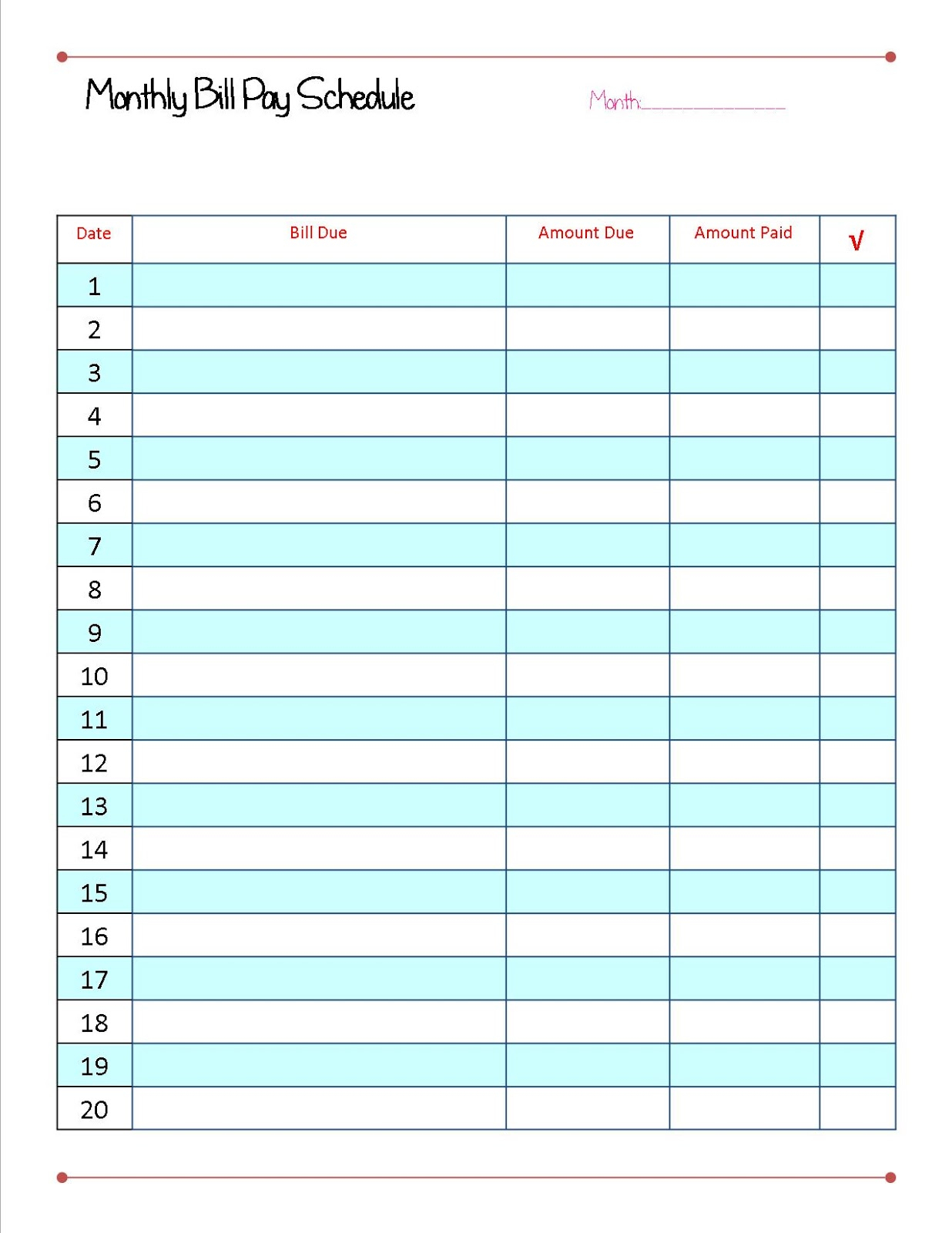 Bill Of Sale Monthly Payment Schedule Template Payroll
