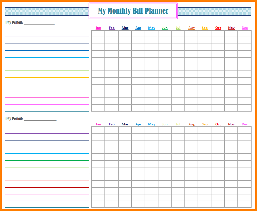 Bill Pay Spreadsheet Monthly Of Payments Calendar Editable