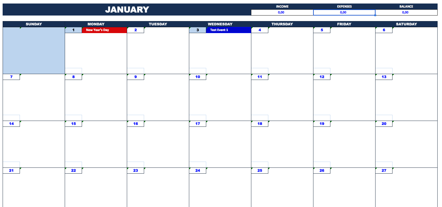 Bill Payment Calendar » Exceltemplate