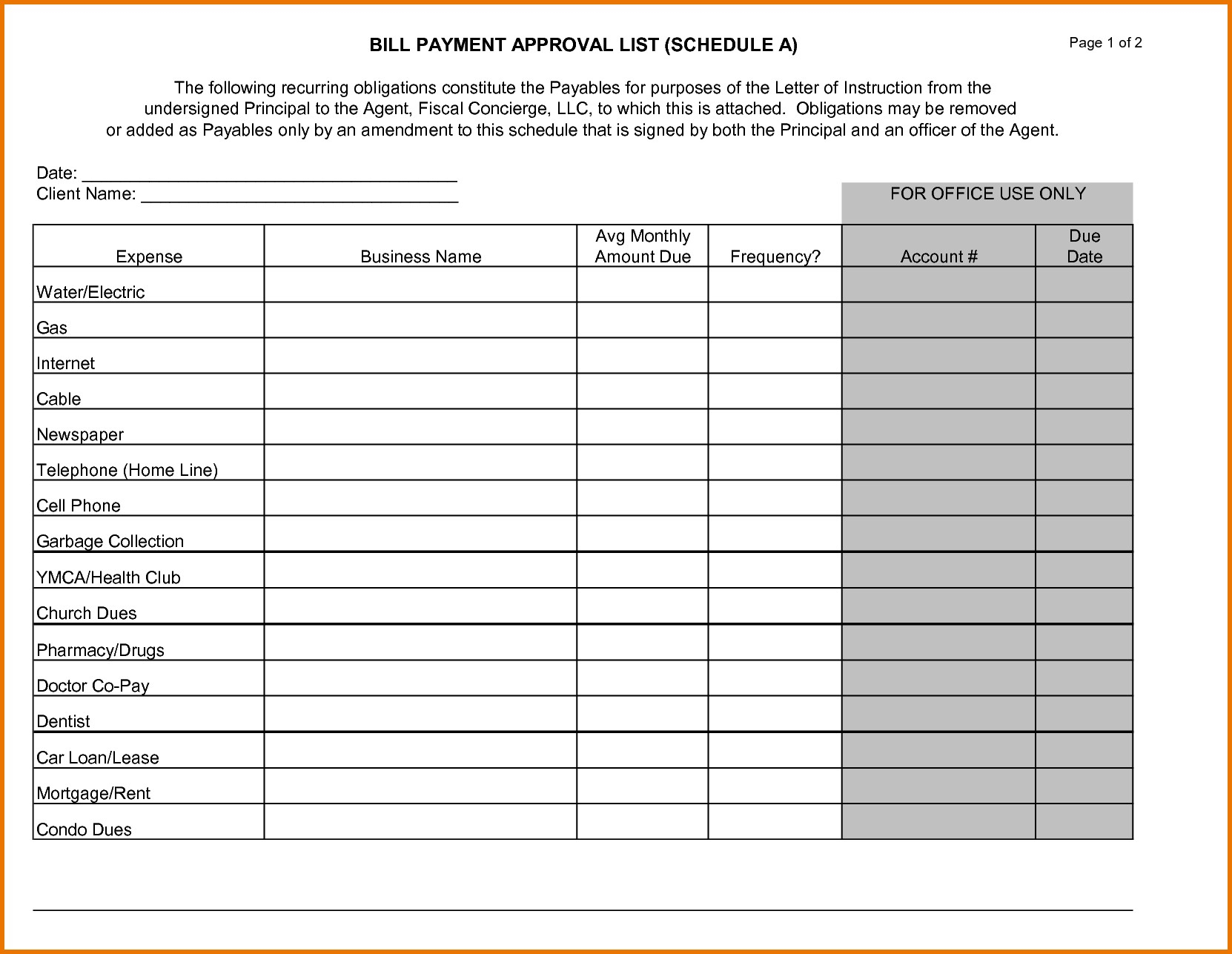 Bill Payment Calendar Template Fitted Photo Schedule For