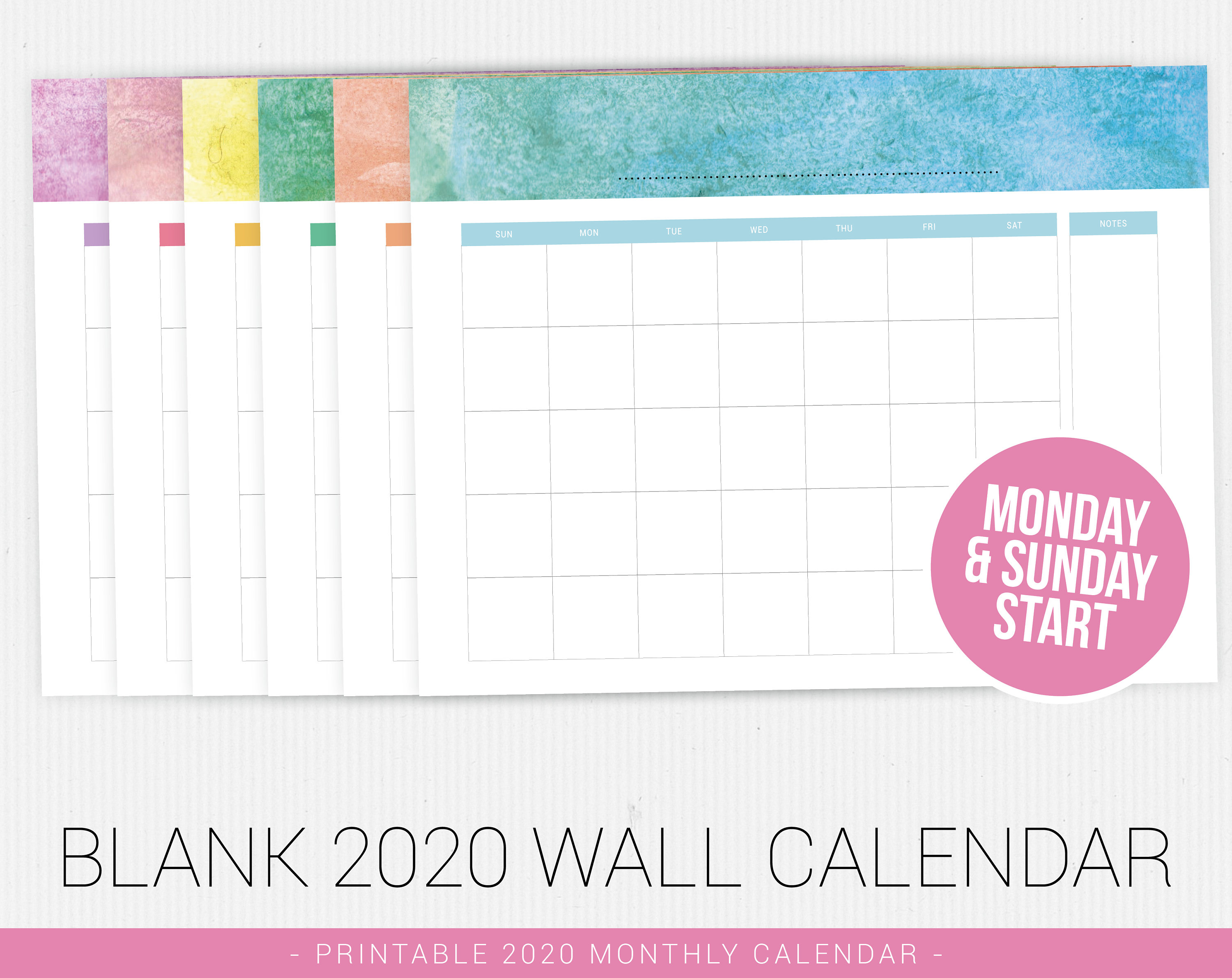 Blank Calendar 2020, Printable Calendar, 2020 Calendar Pdf, Printable Pdf,  Monthly Calendar, Minimal Calendar, Calendar Printable, Printable