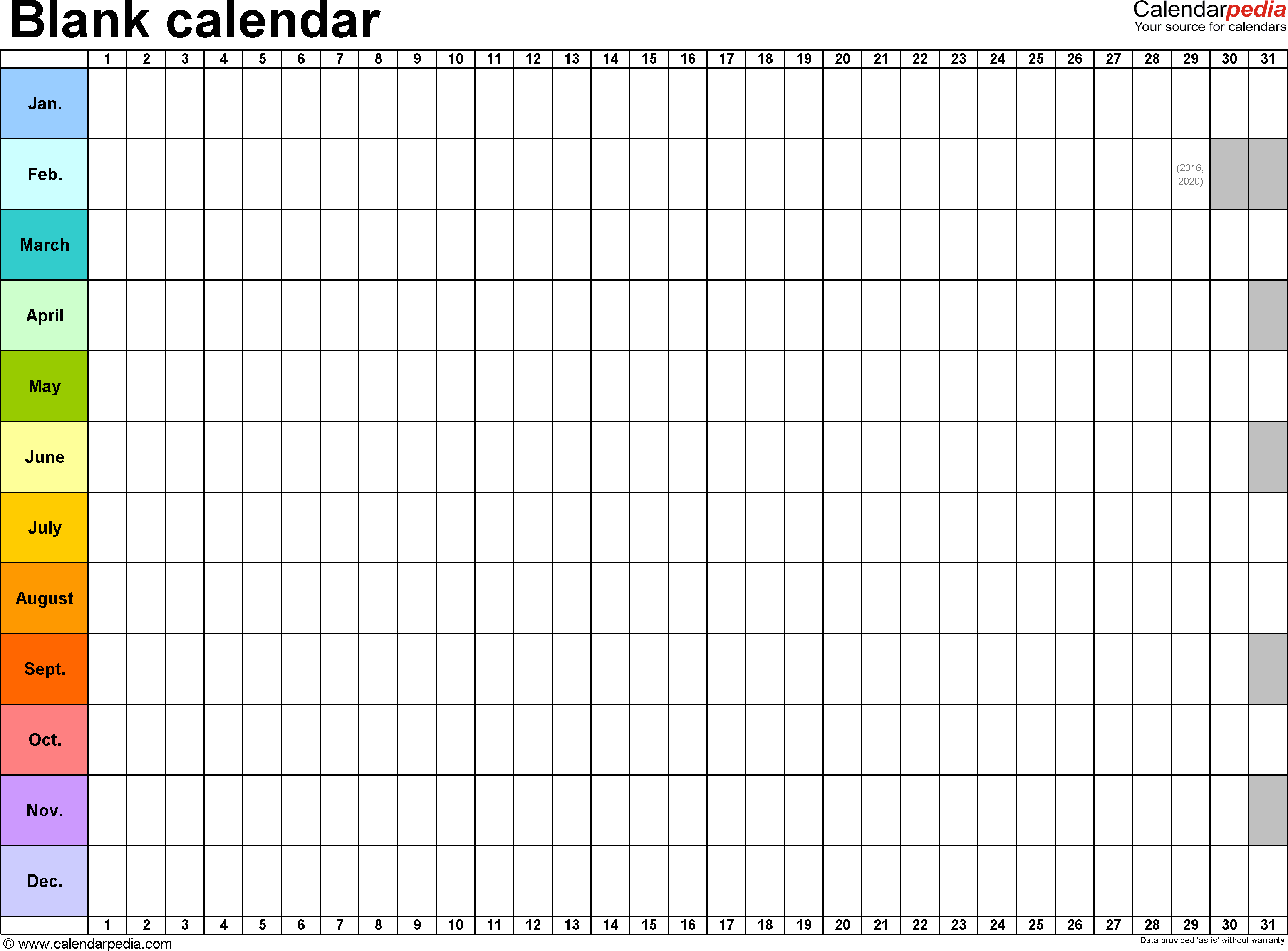 Blank Calendar - 9 Free Printable Microsoft Word Templates