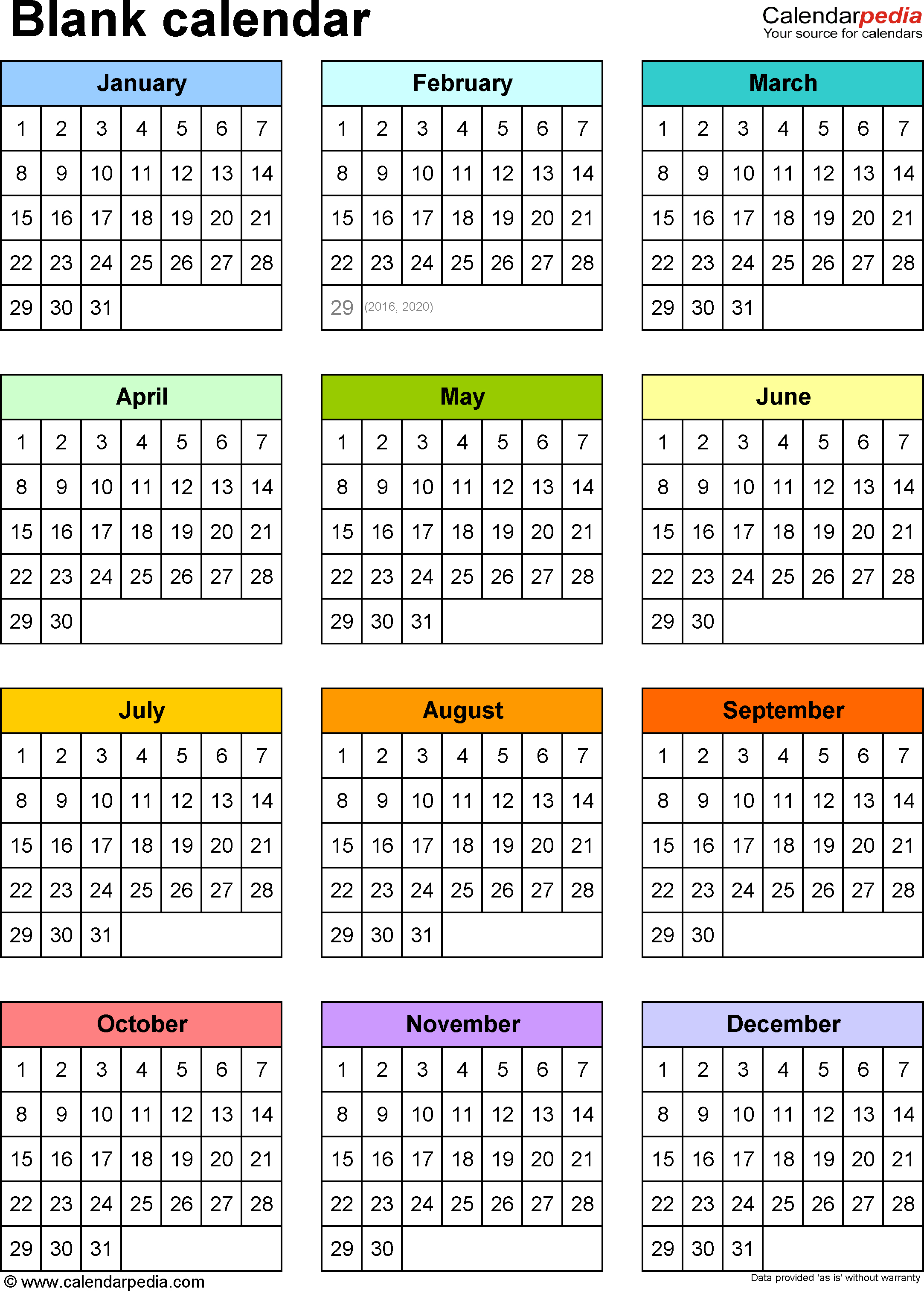 Blank Calendar - 9 Free Printable Microsoft Word Templates