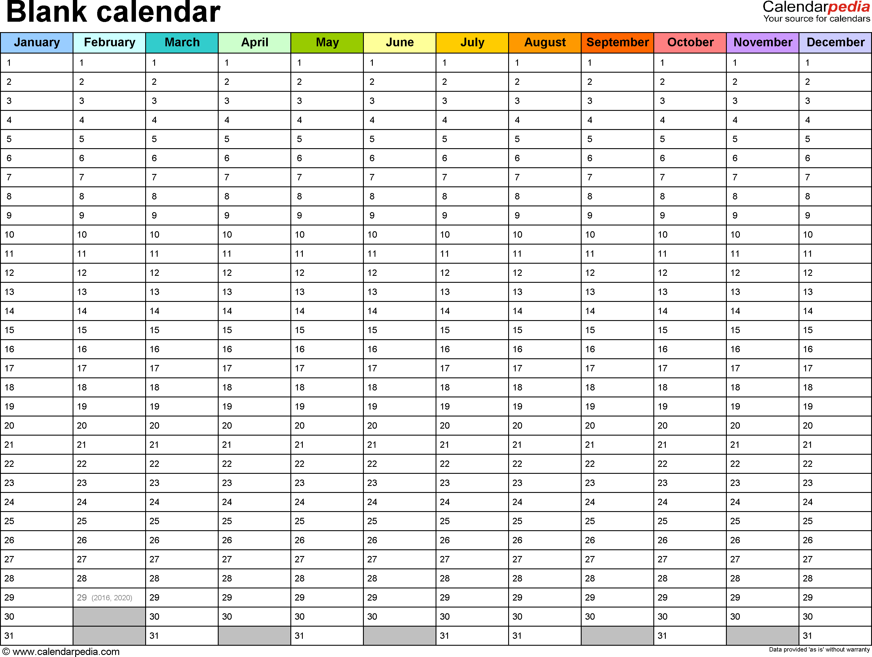 Blank Calendar - 9 Free Printable Microsoft Word Templates