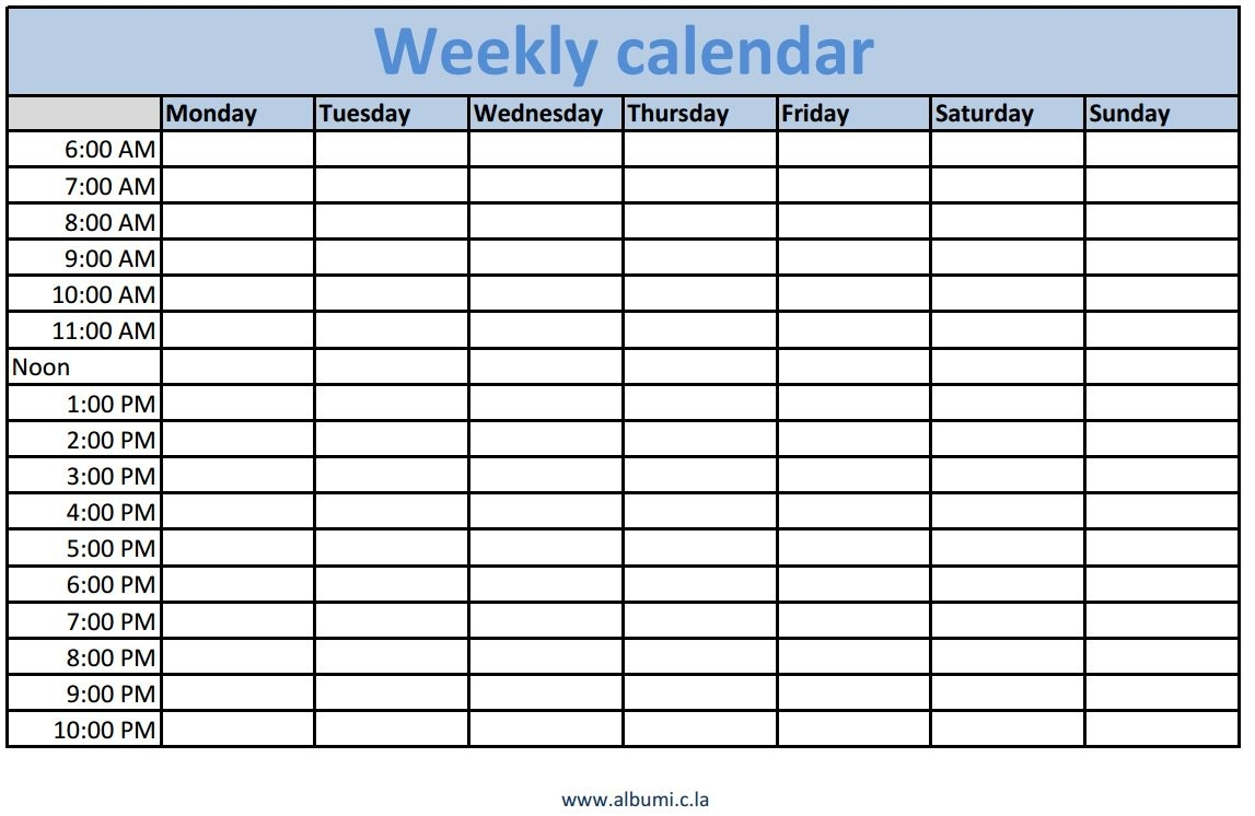 printable one week calendar with time slots example calendar printable