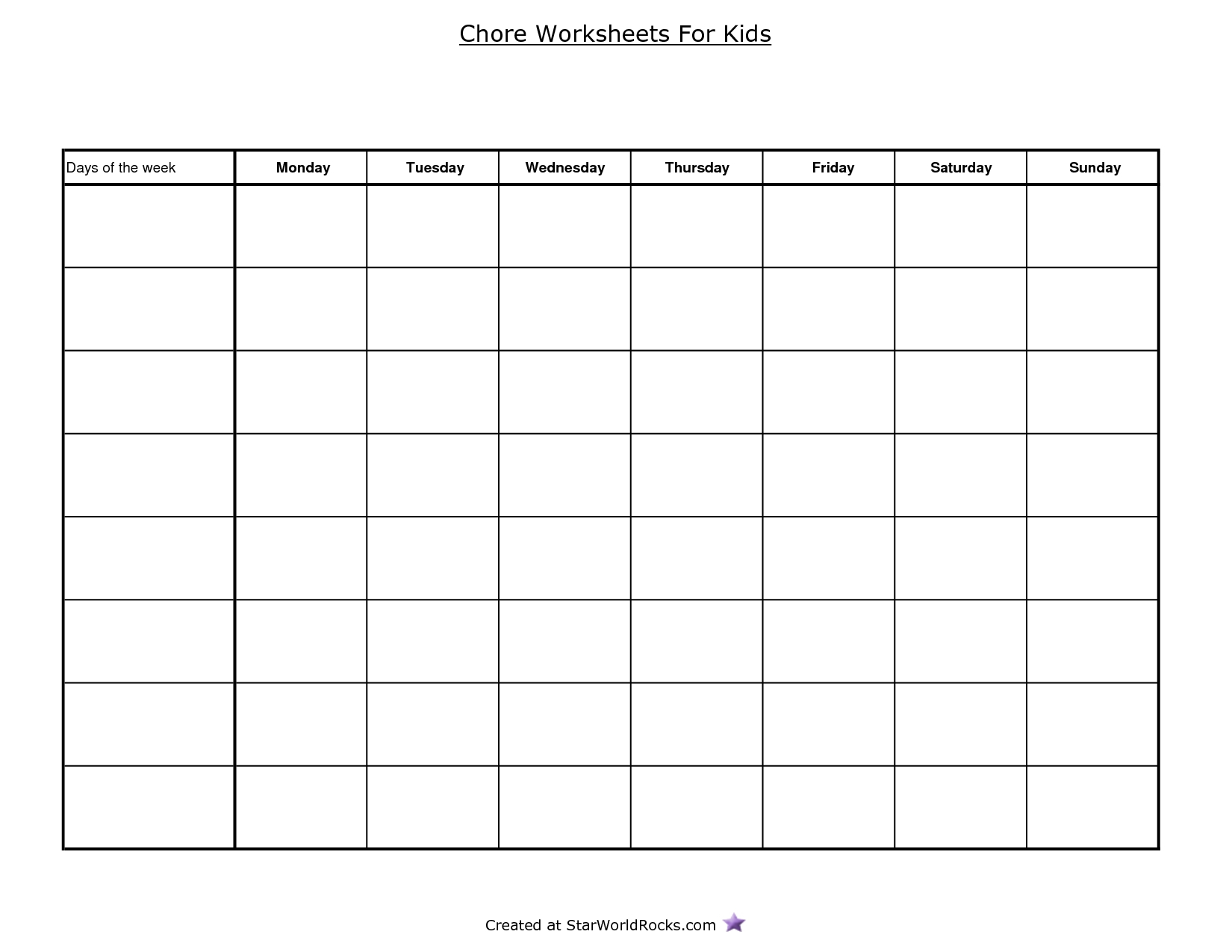 Blank Charts To Print | Writings And Essays Corner