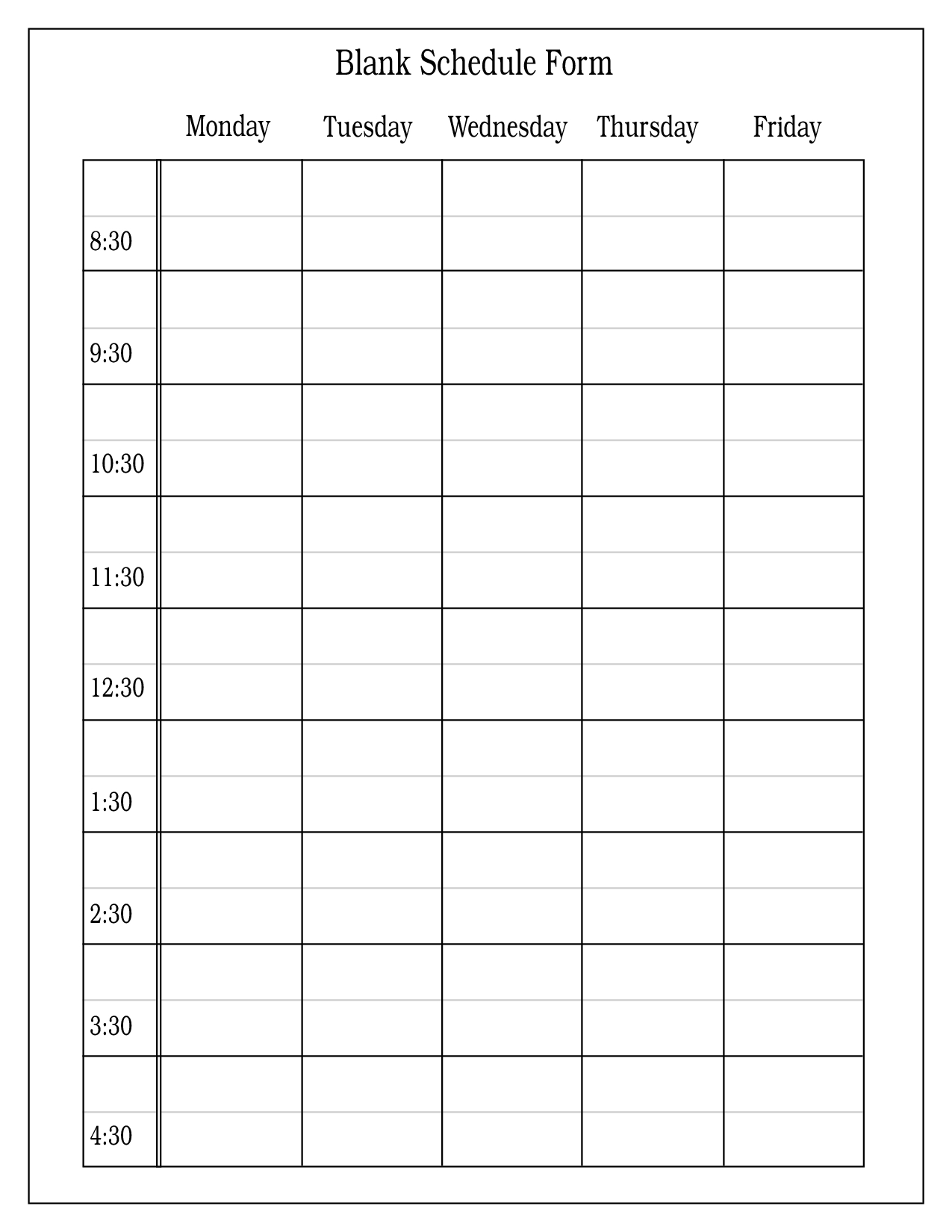 Blank Copy Of Monthly Sign Up Sheet Calendar Schedule