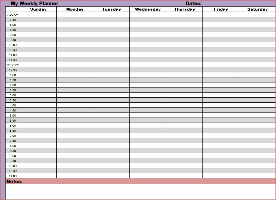 Blank Daily Schedule With Time Slots | Calendar Printing Example