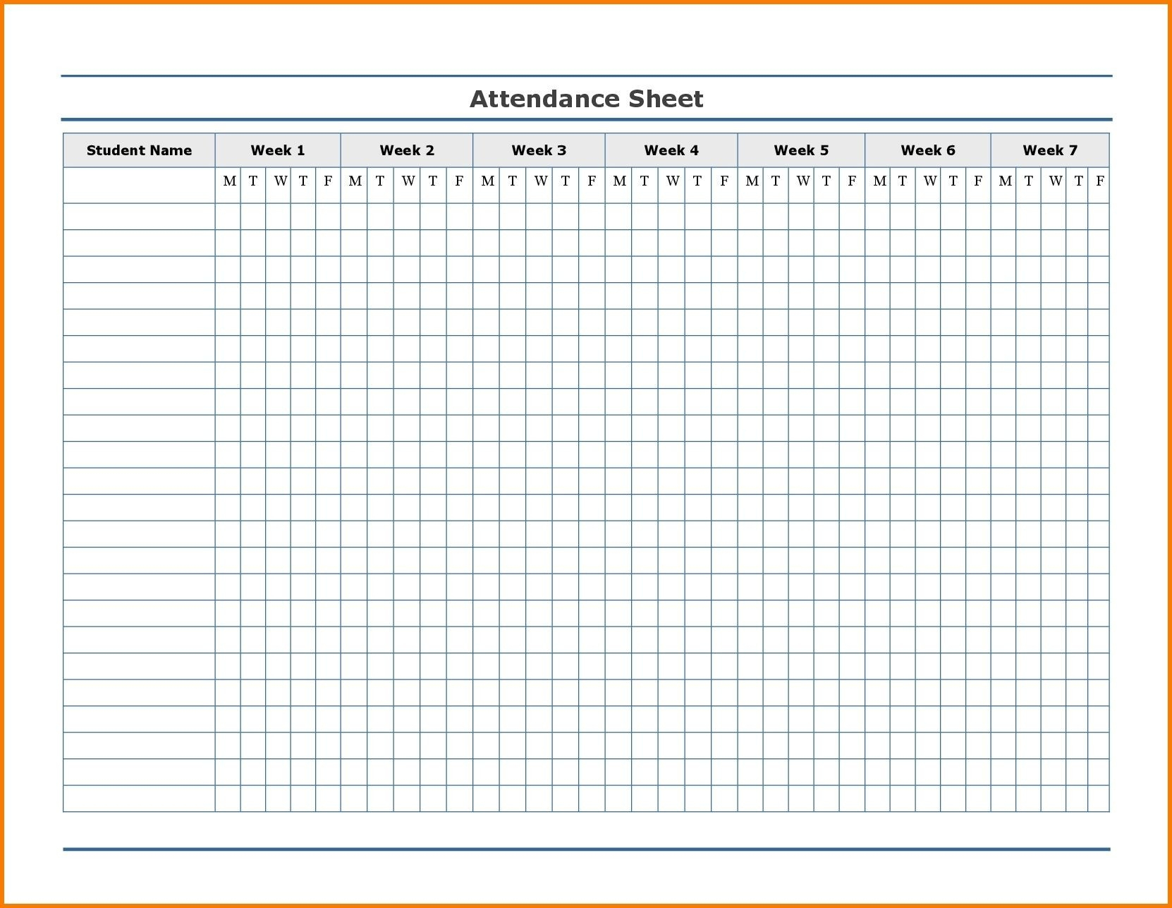Blank Employee Attendance Calendar Monthly | Ten Wall Calendar