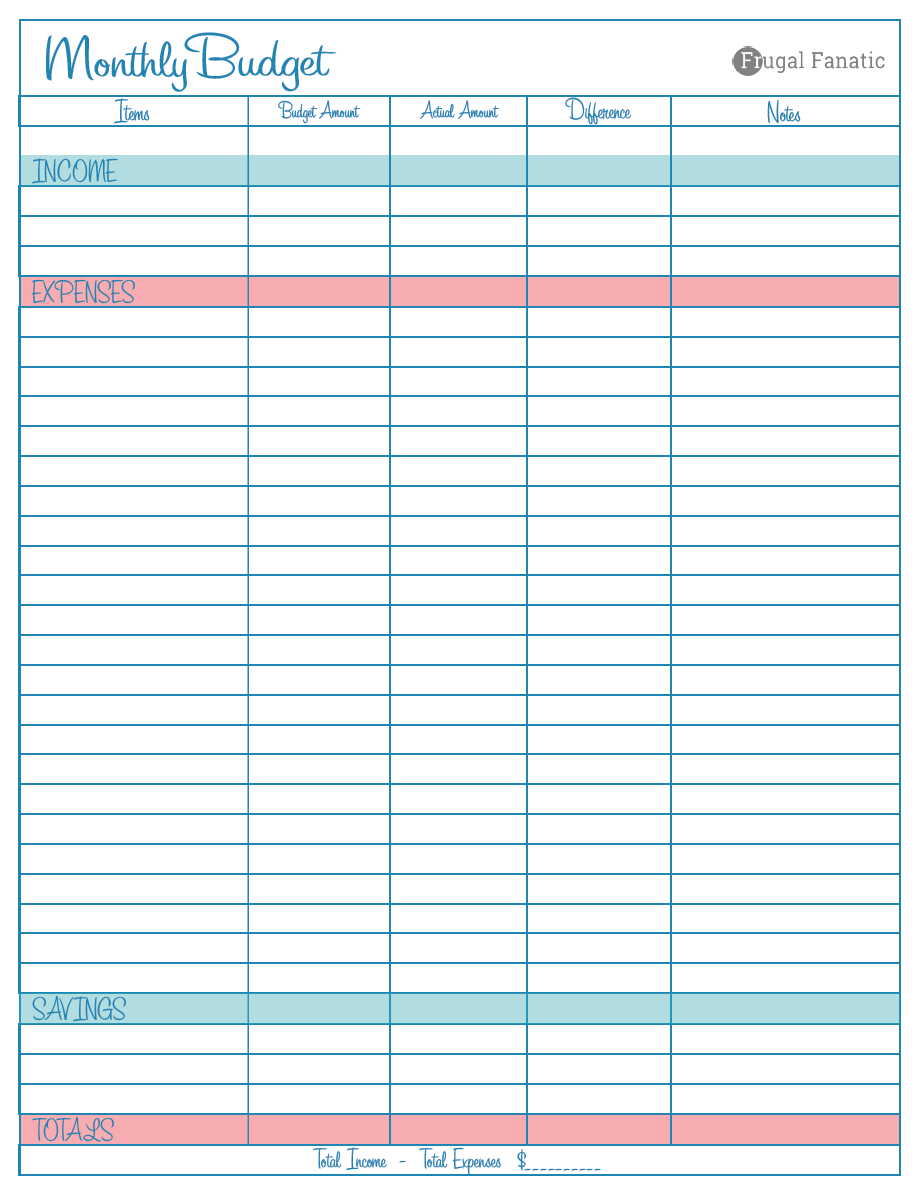 Blank Monthly Budget Worksheet | The Future | Budgeting