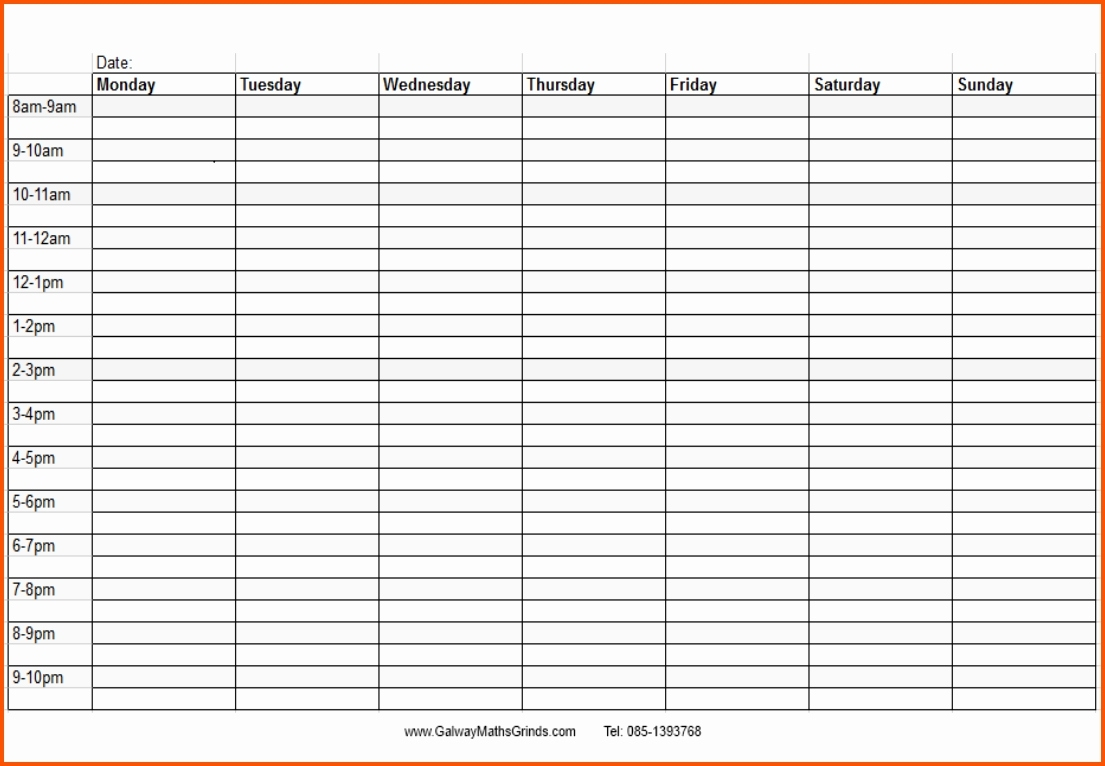 Blank Monthly Calendar With Times Template Time And Date