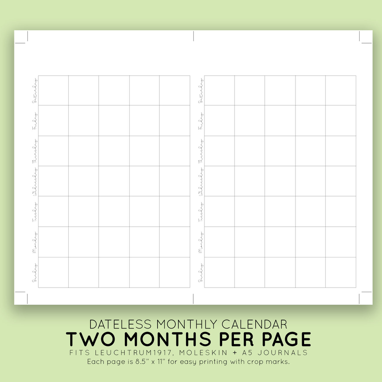 Blank Monthly Printable Calendar | Laura Kinker Designs