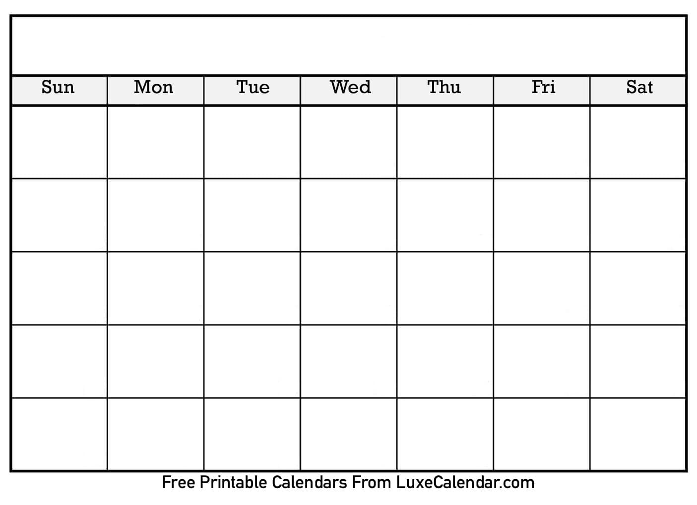 Blank Printable Calendar - Luxe Calendar