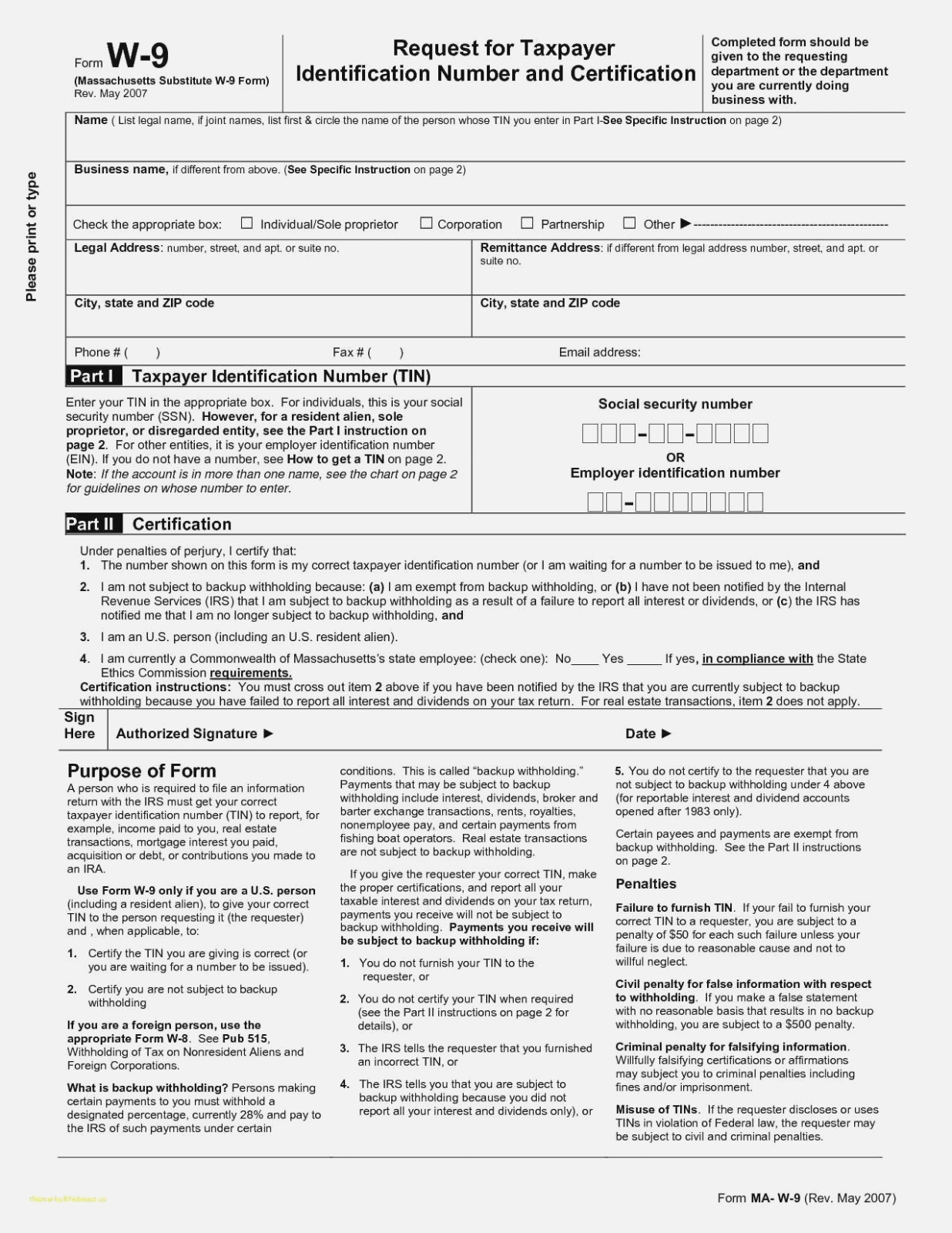 Printable W 9 Form Virginia Printable Forms Free Online