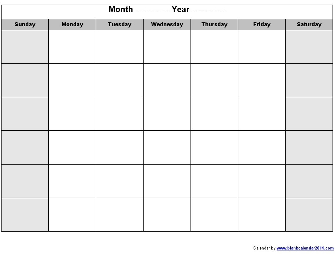 Blank Weekly Calendar Monday Through Friday Schedule