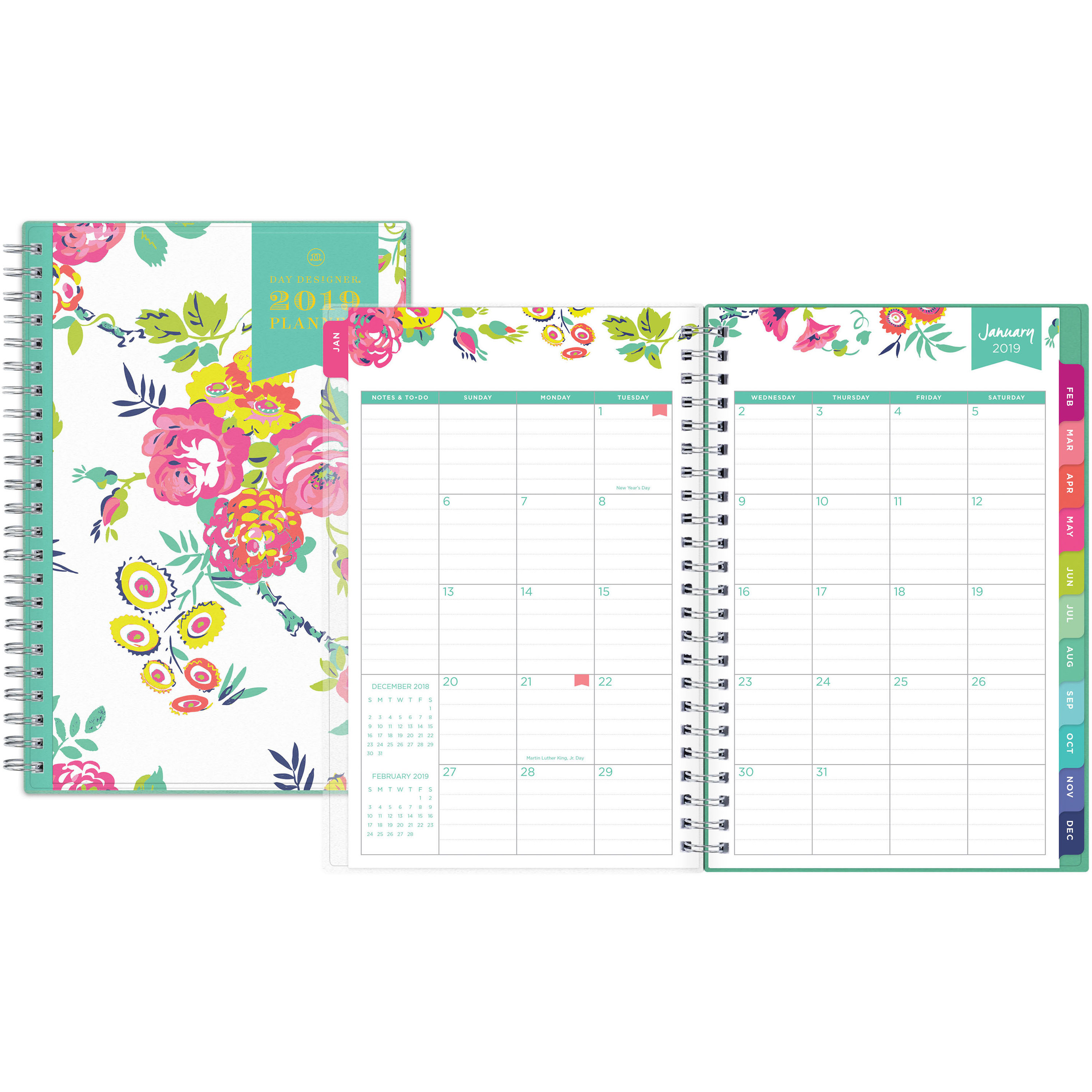 Blue Sky Day Designer Weekly/monthly Planner - Yes - Weekly, Monthly - 1  Year - January Till December - 5&quot; X 8&quot; - Floral - Durable, Bleed Resistant,