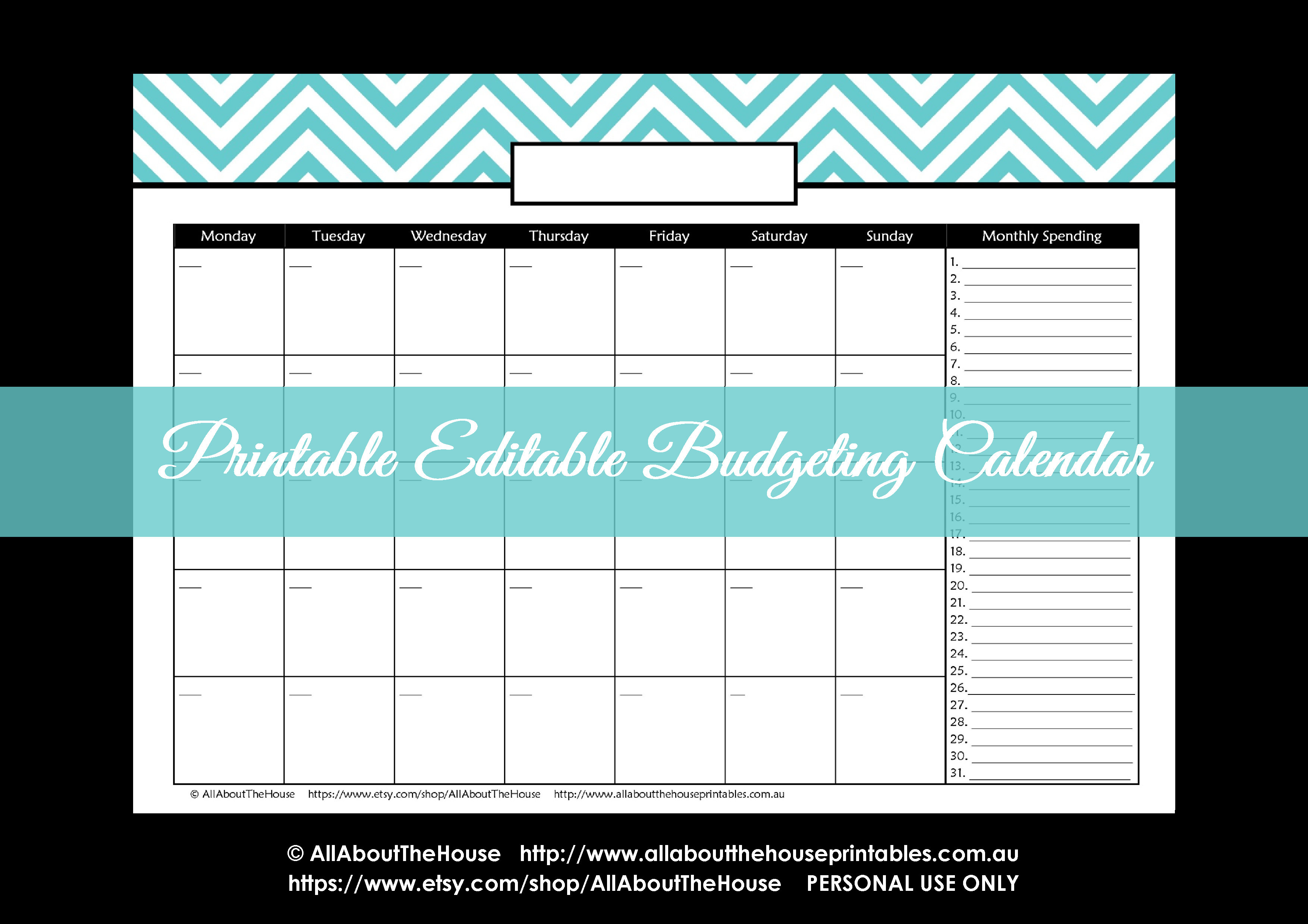 Free Printable Bill Budget Calendar | Example Calendar Printable