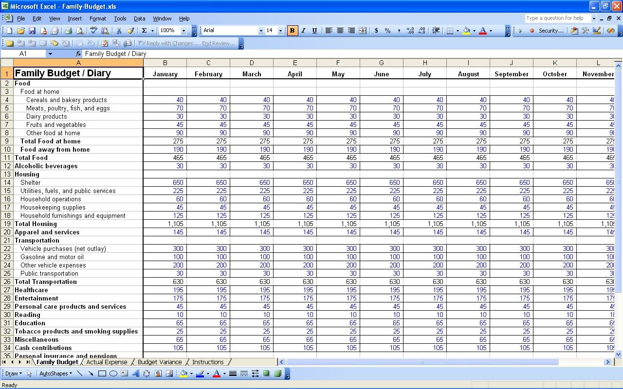 Budget Income And Expenses Spreadsheet Family Template Excel