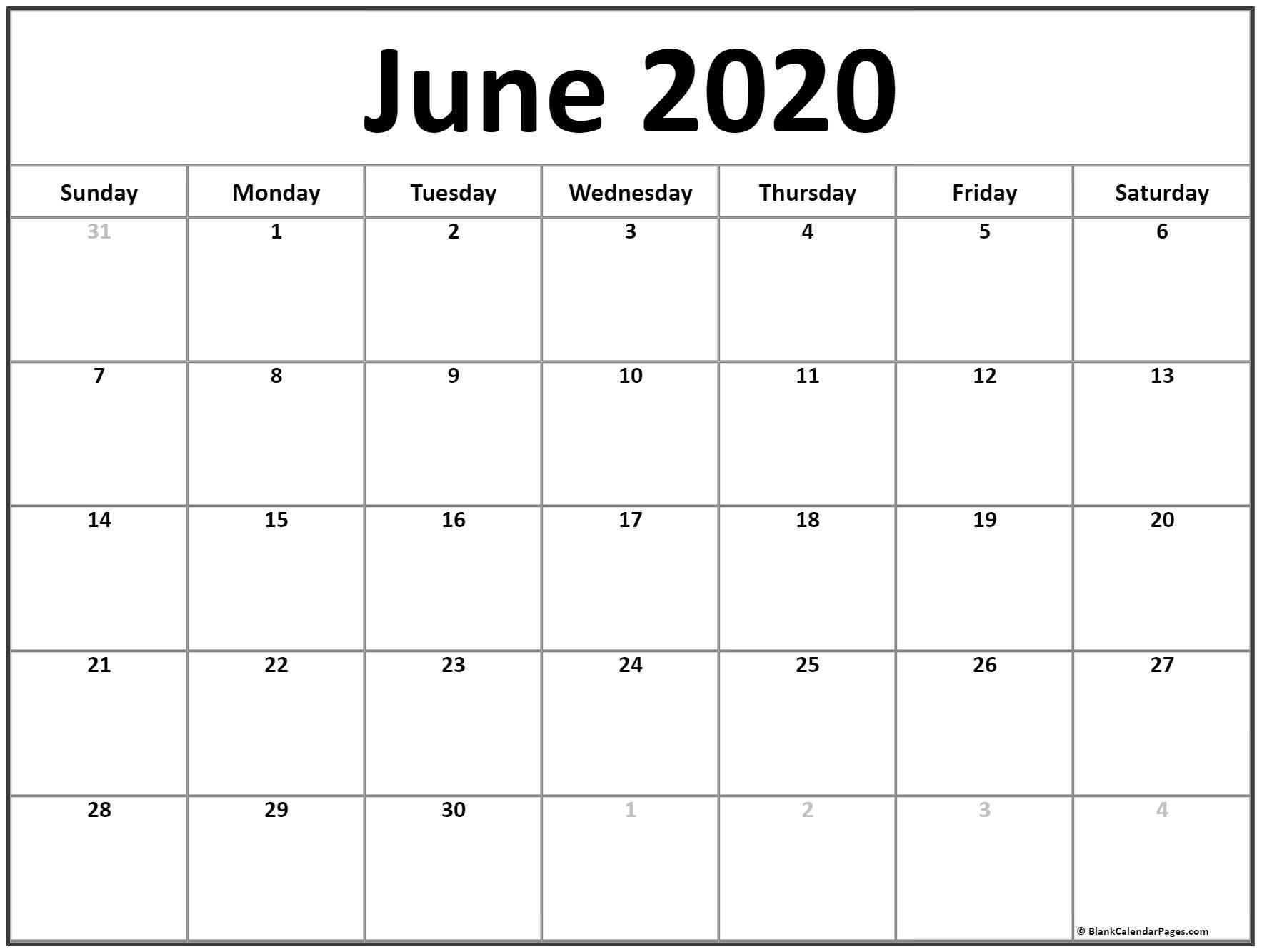 Calendar 2020 June – Get Your Calendar Printable