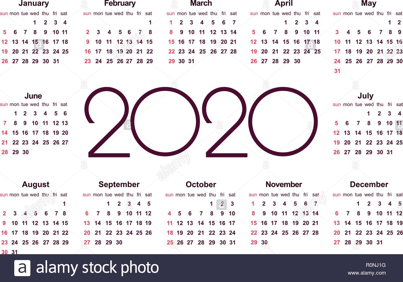 Calendar 2020 Stock Photos &amp; Calendar 2020 Stock Images - Alamy