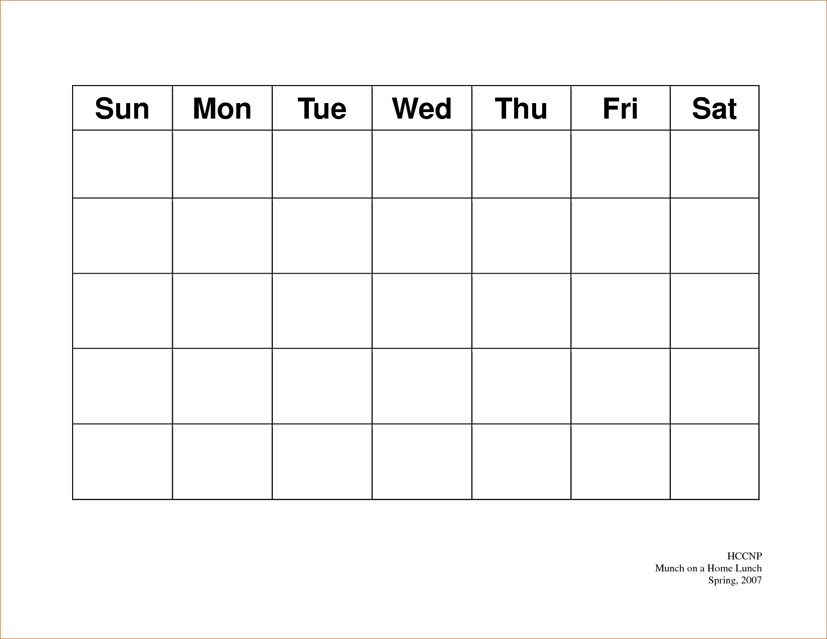 Free 5 Day Weekly Calendar Template