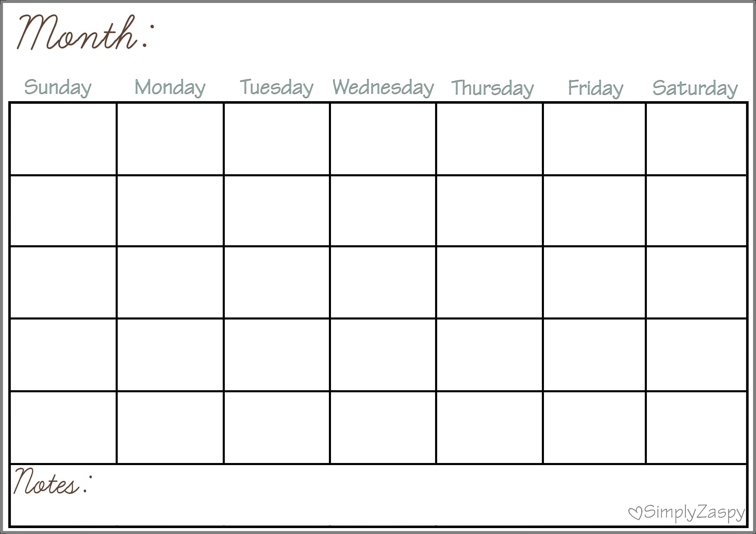 Blank Calendar Grid Printable | Example Calendar Printable