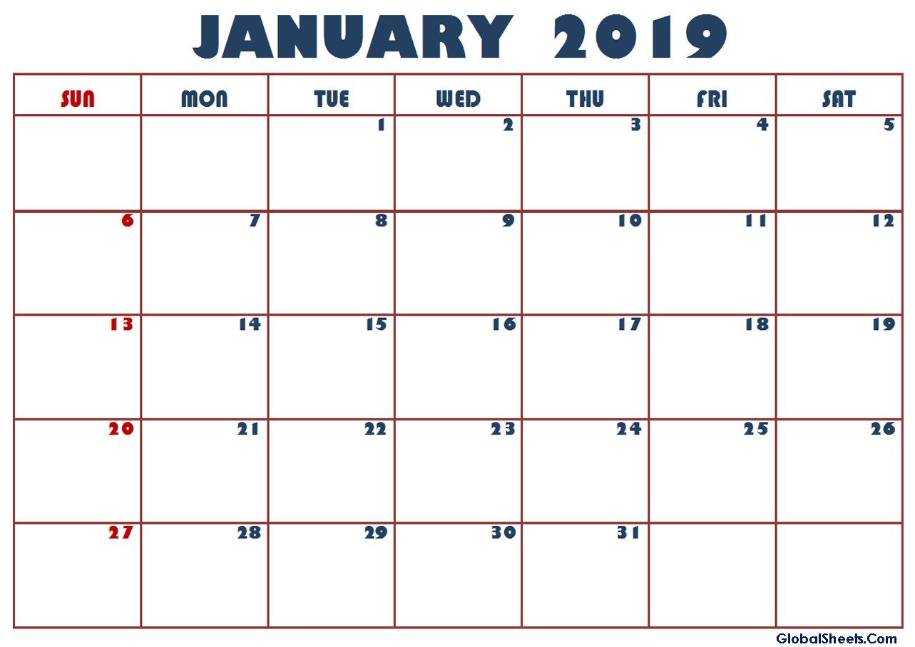 Calendar For January 2019 Philippines | January 2019