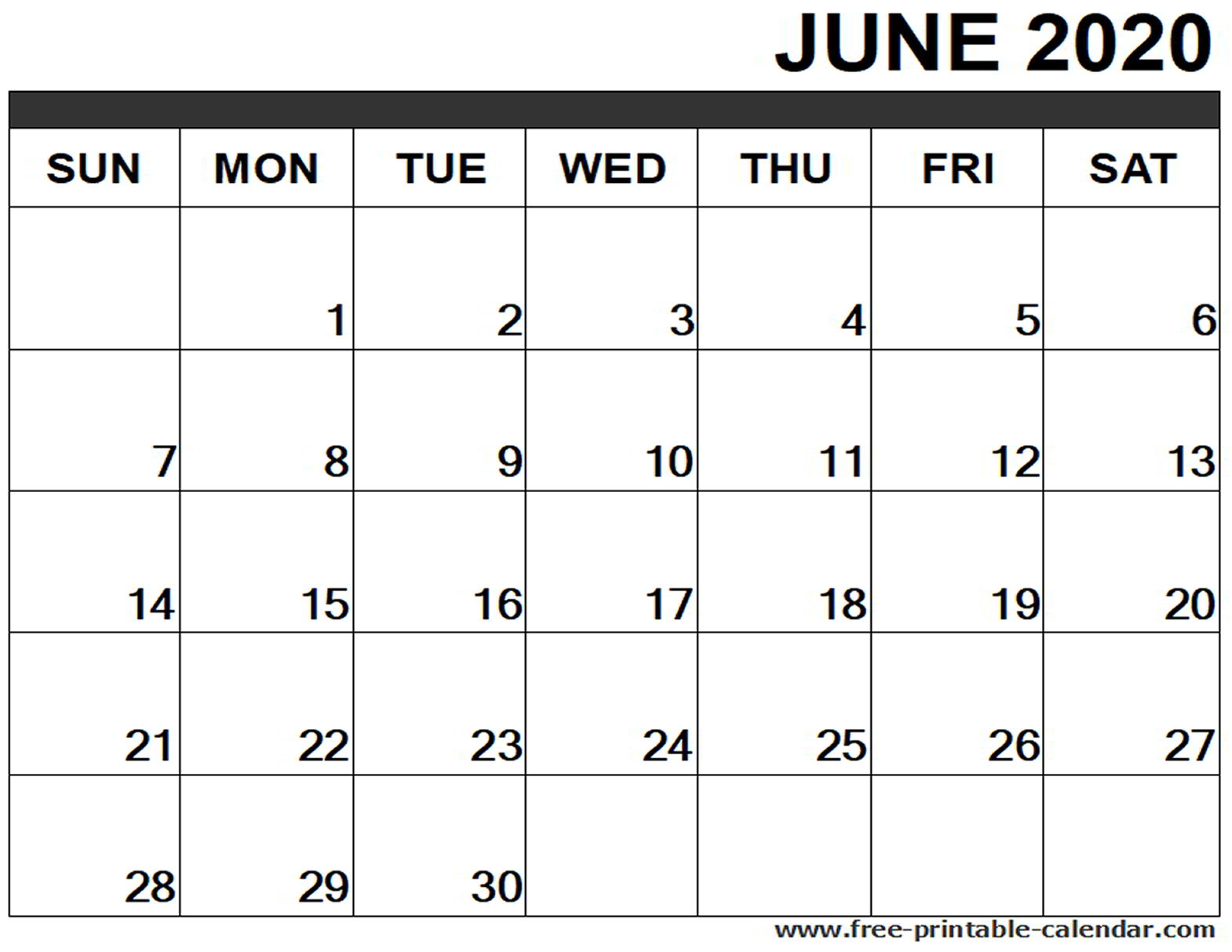 Calendar June 2020 Printable