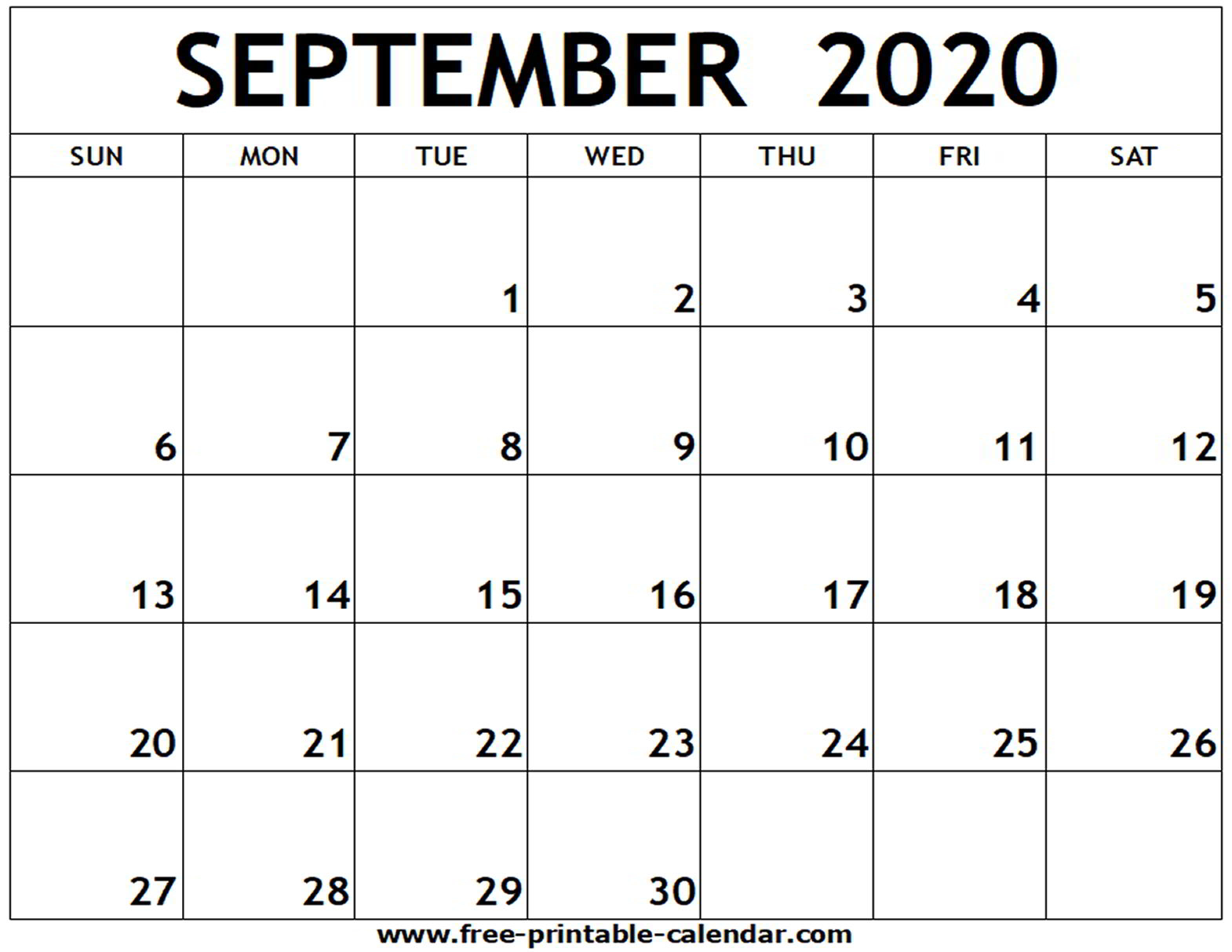 Printable September 2020 Calendar Legal Size Example Calendar Printable