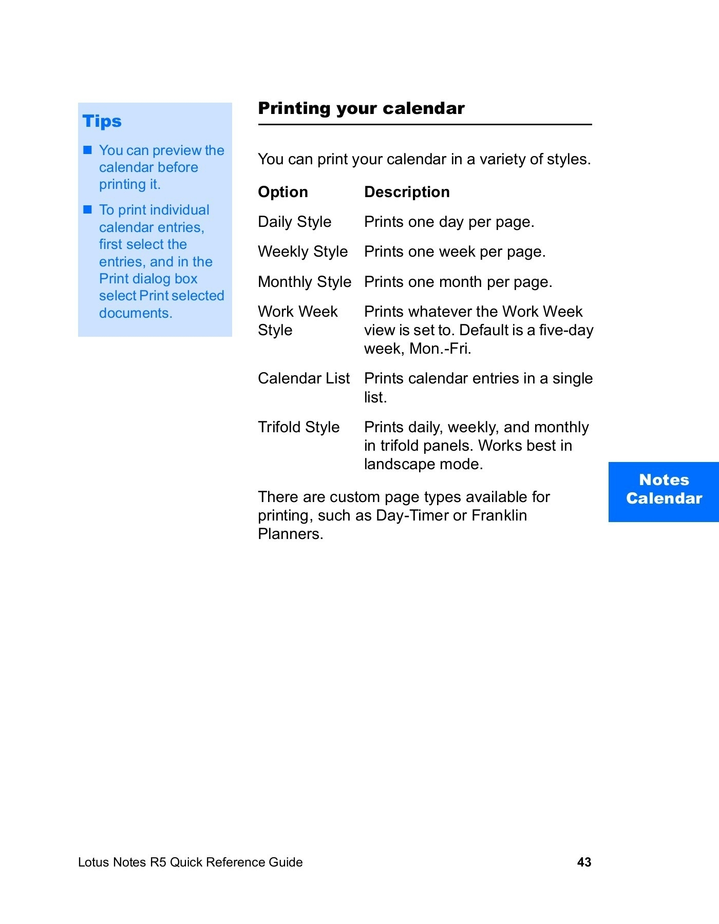 Calendar Printing In Lotus Notes • Printable Blank Calendar