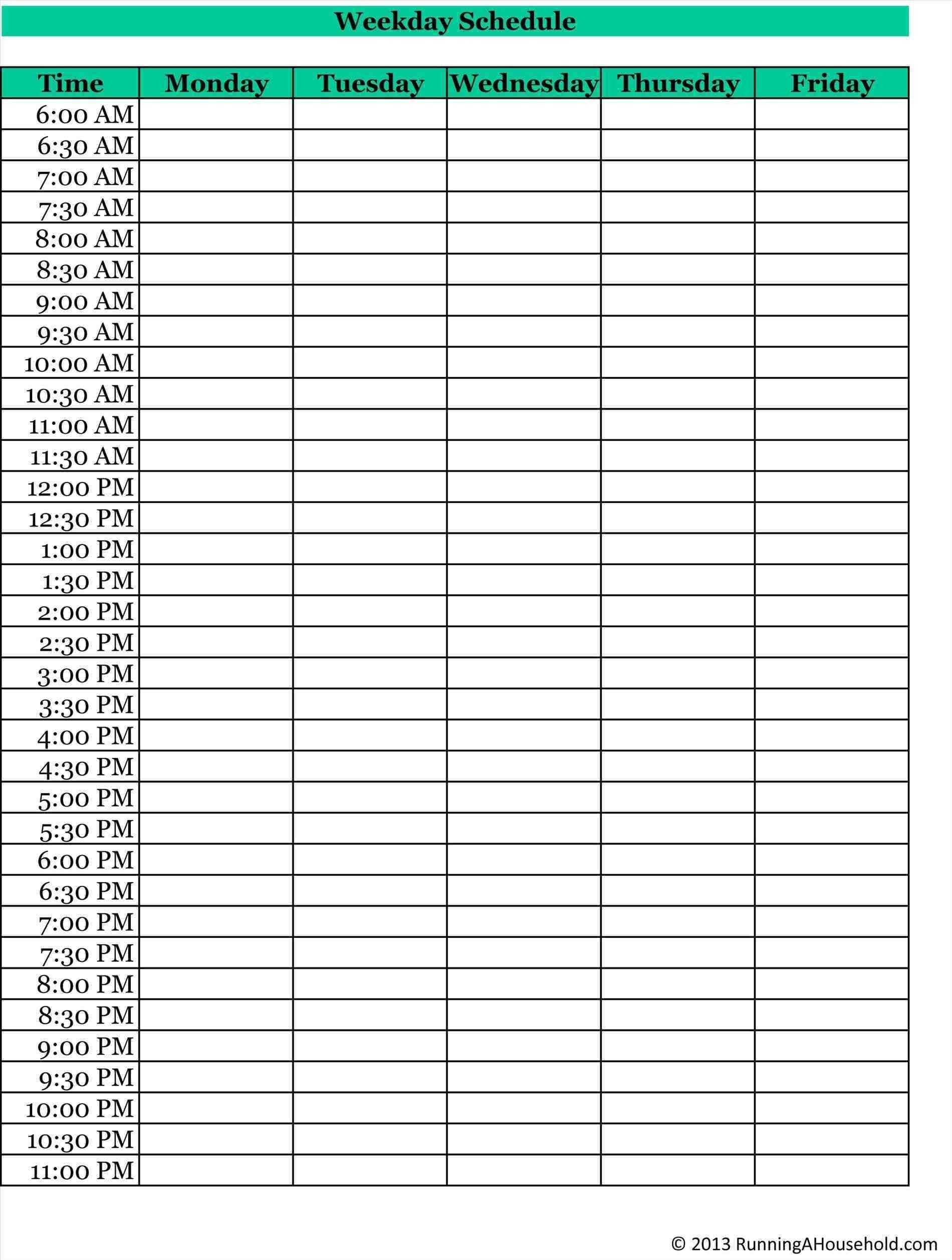 Calendar Template 15 Minute Increments • Printable Blank