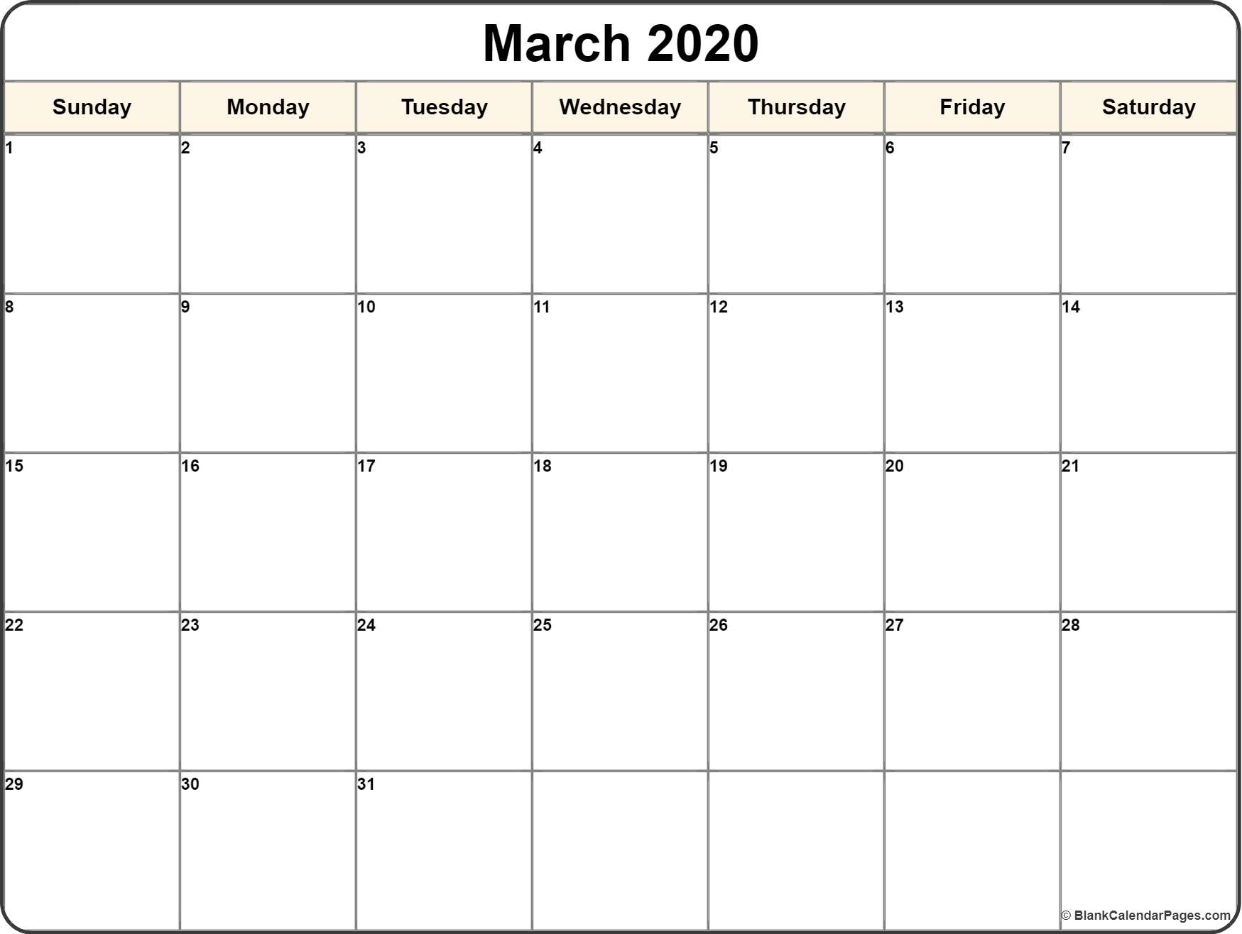 Calendar Template 2020 | One Page Calendar Printable