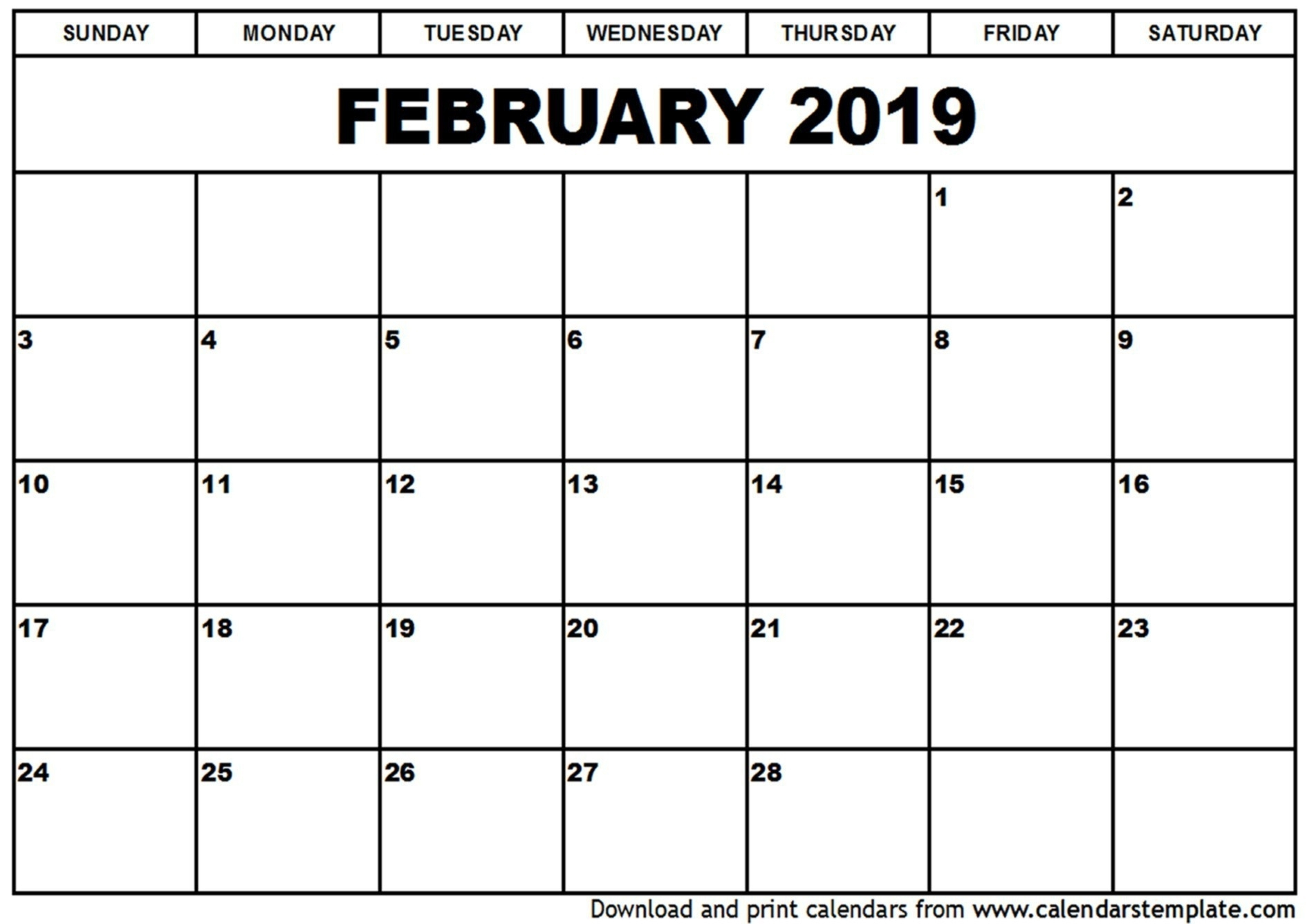 Calendar Template Calendarlabs 2019 • Printable Blank
