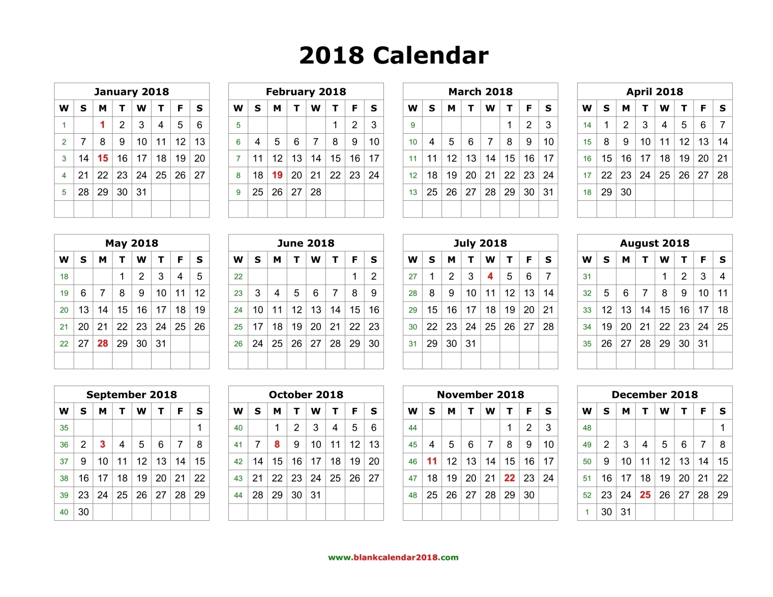 Calendar Template Printable