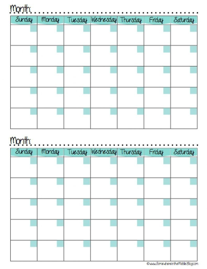 Two Blank Monthly Calendar Templates Example Calendar Printable