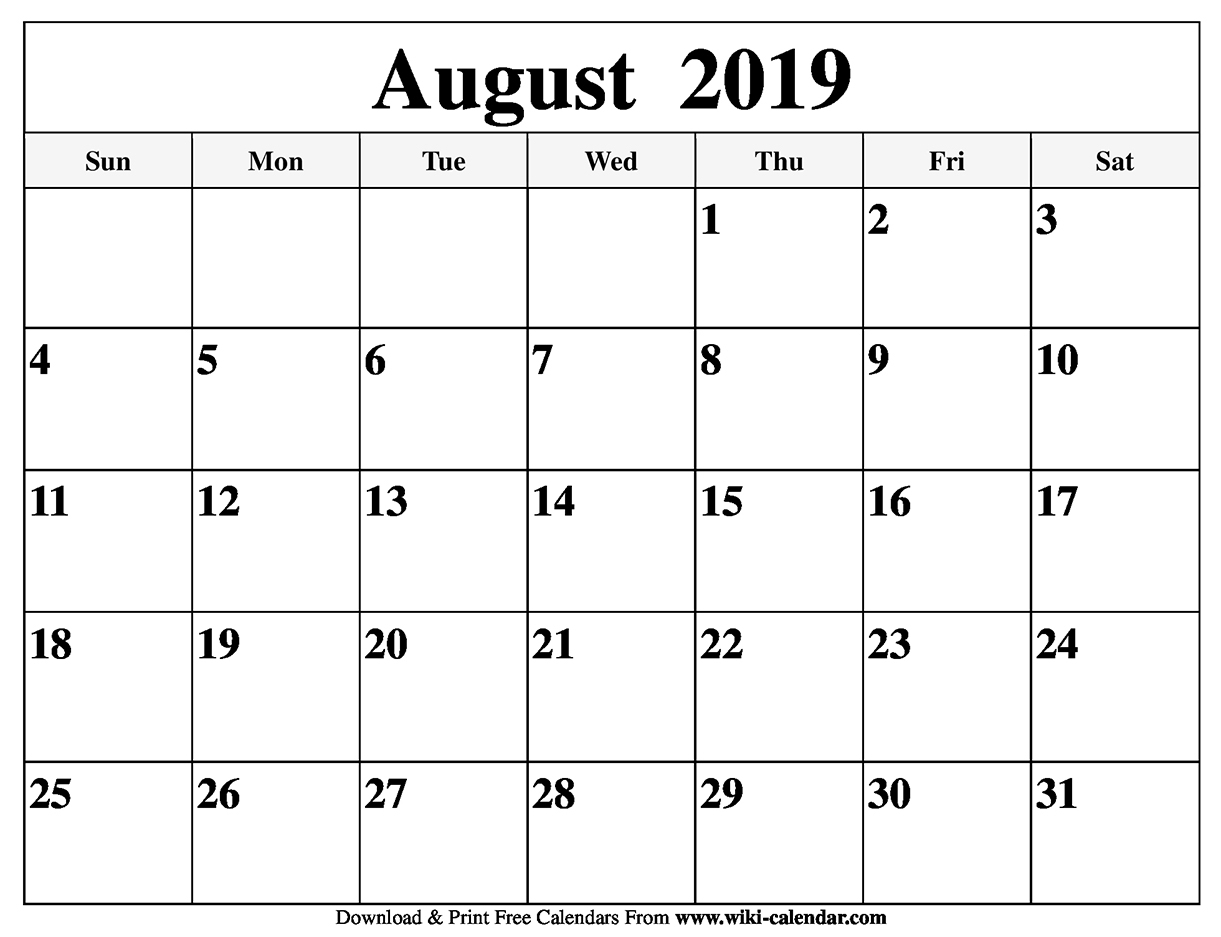 Catch 2019 Calendar Printable August 2019 ⋆ The Best