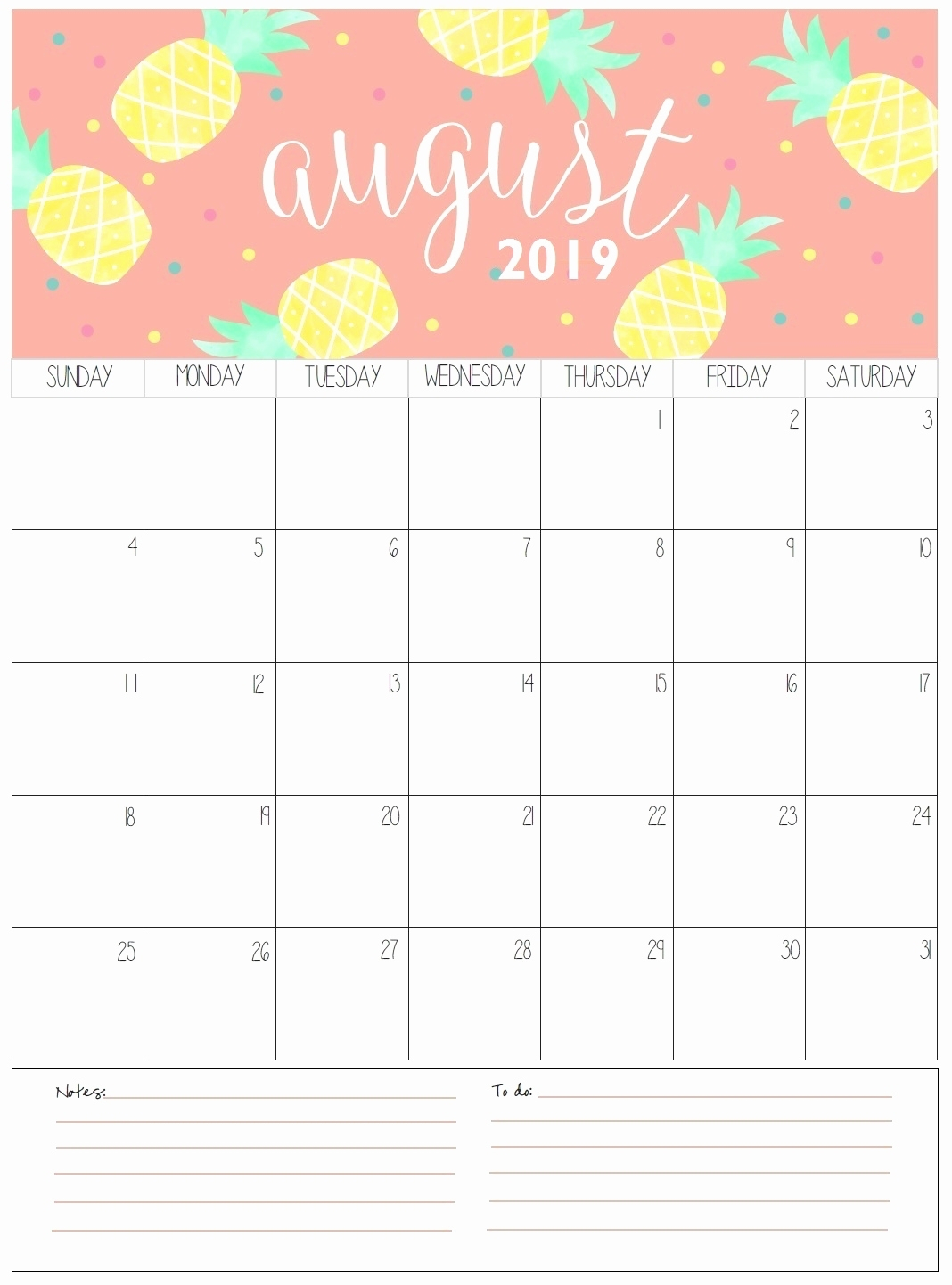 Catch A4 August 2019 Calendar Printable ⋆ The Best