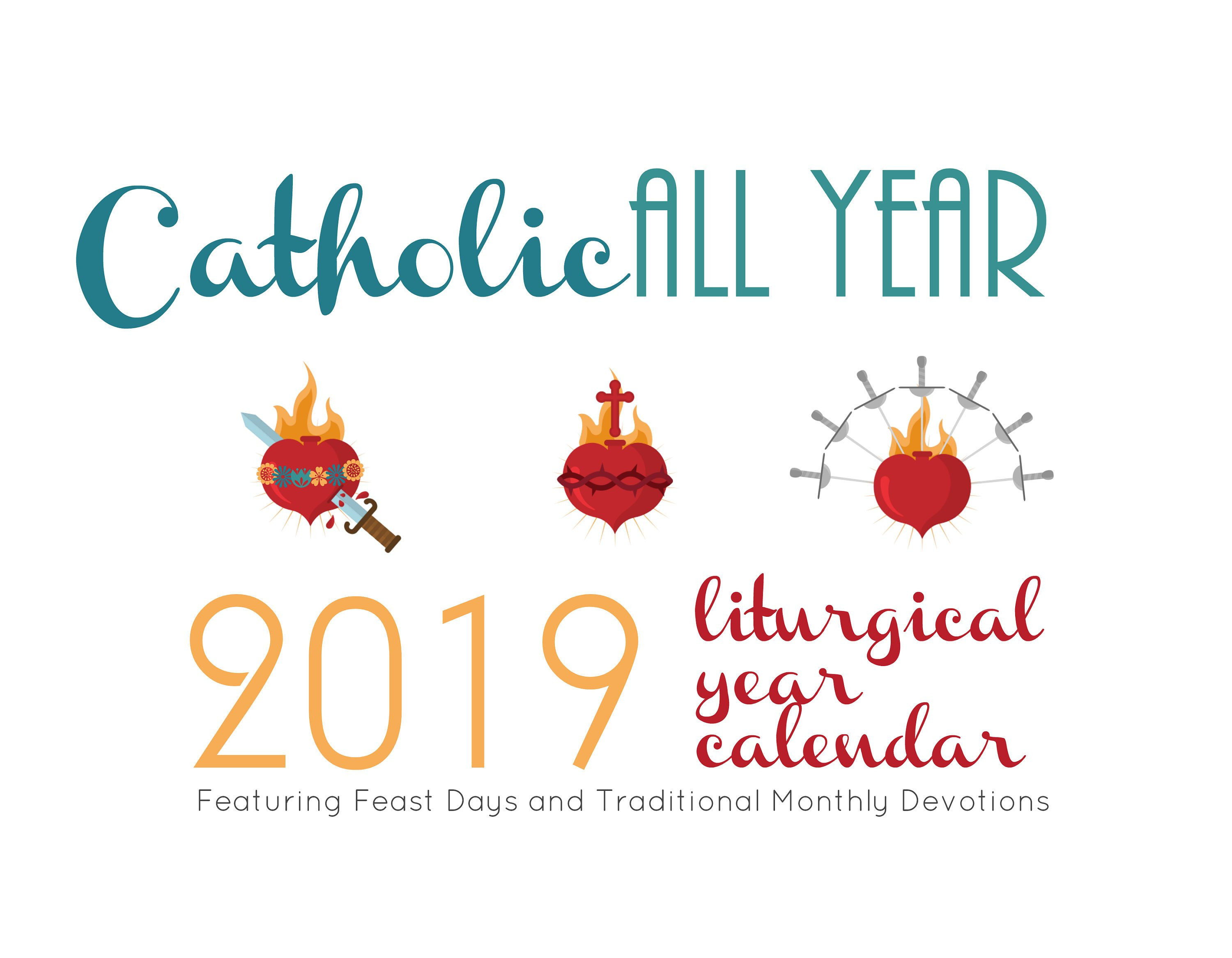 Catholic All Year 2019 Liturgical Year Calendar *digital Download*