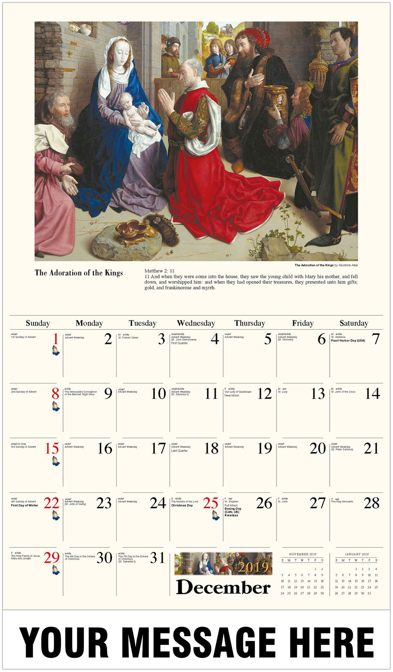 Monthly Catholic Church Calendar 2020-2020 Year A