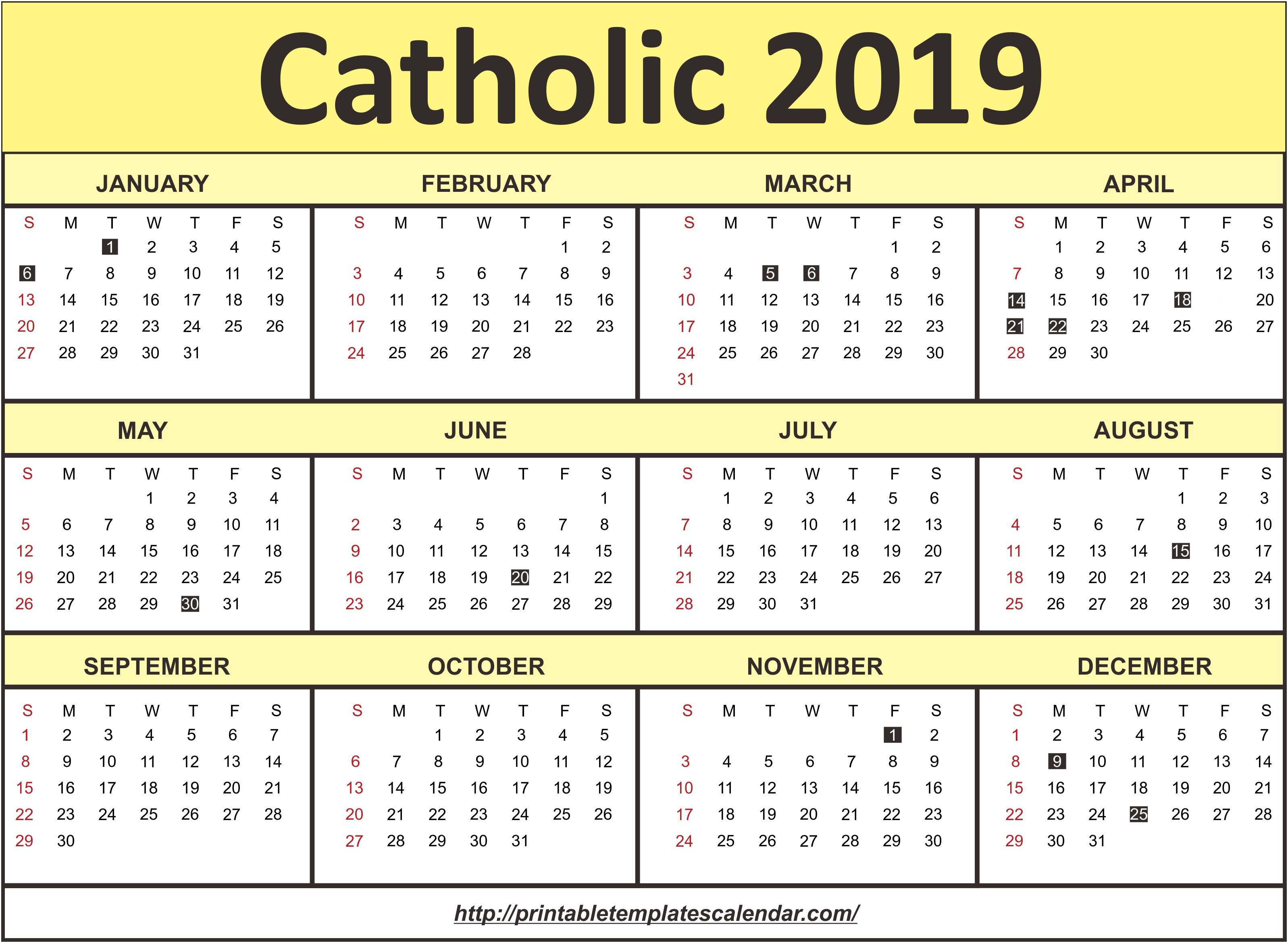 Catholic Liturgical Calendar 2019 To Download Or Print