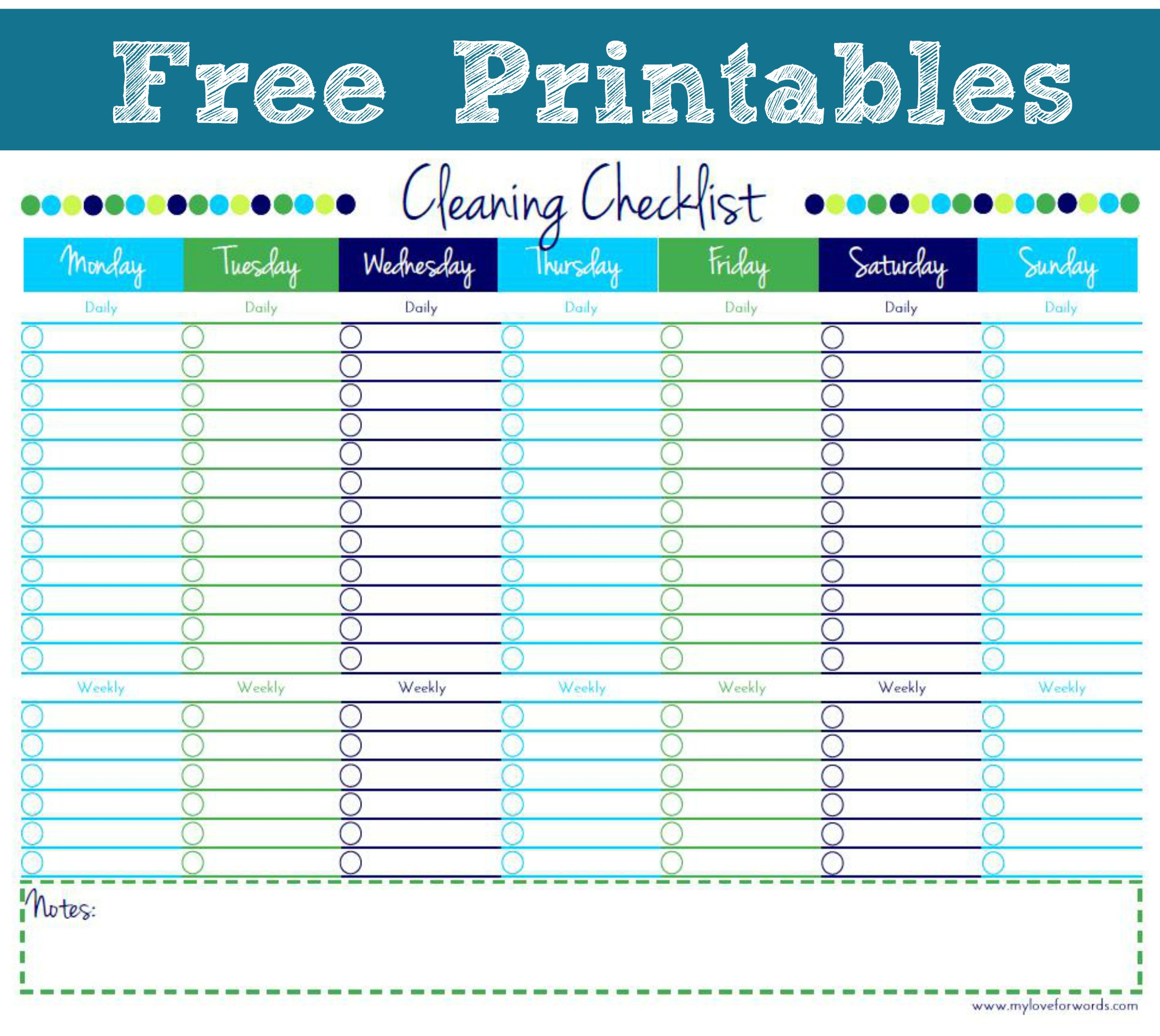 Cleaning Checklist {Free Printable}